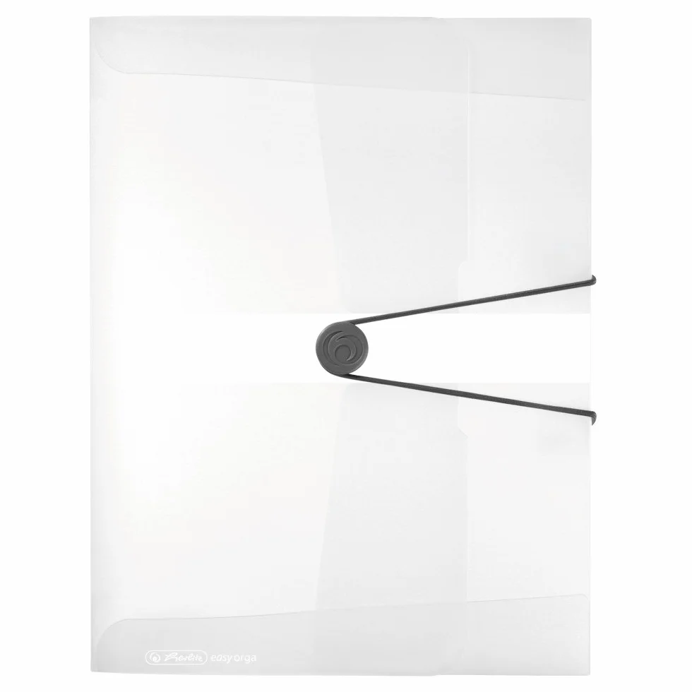 Herlitz Easy.Orga Teczka na dokumenty A4 z gumką | Grzbiet 4cm | Folder Organizer Ochrona Zabezpieczenie | Praktyczna etykieta | Elastyczna okładka z PP | Biuro Szkoła | Transparentna Biała