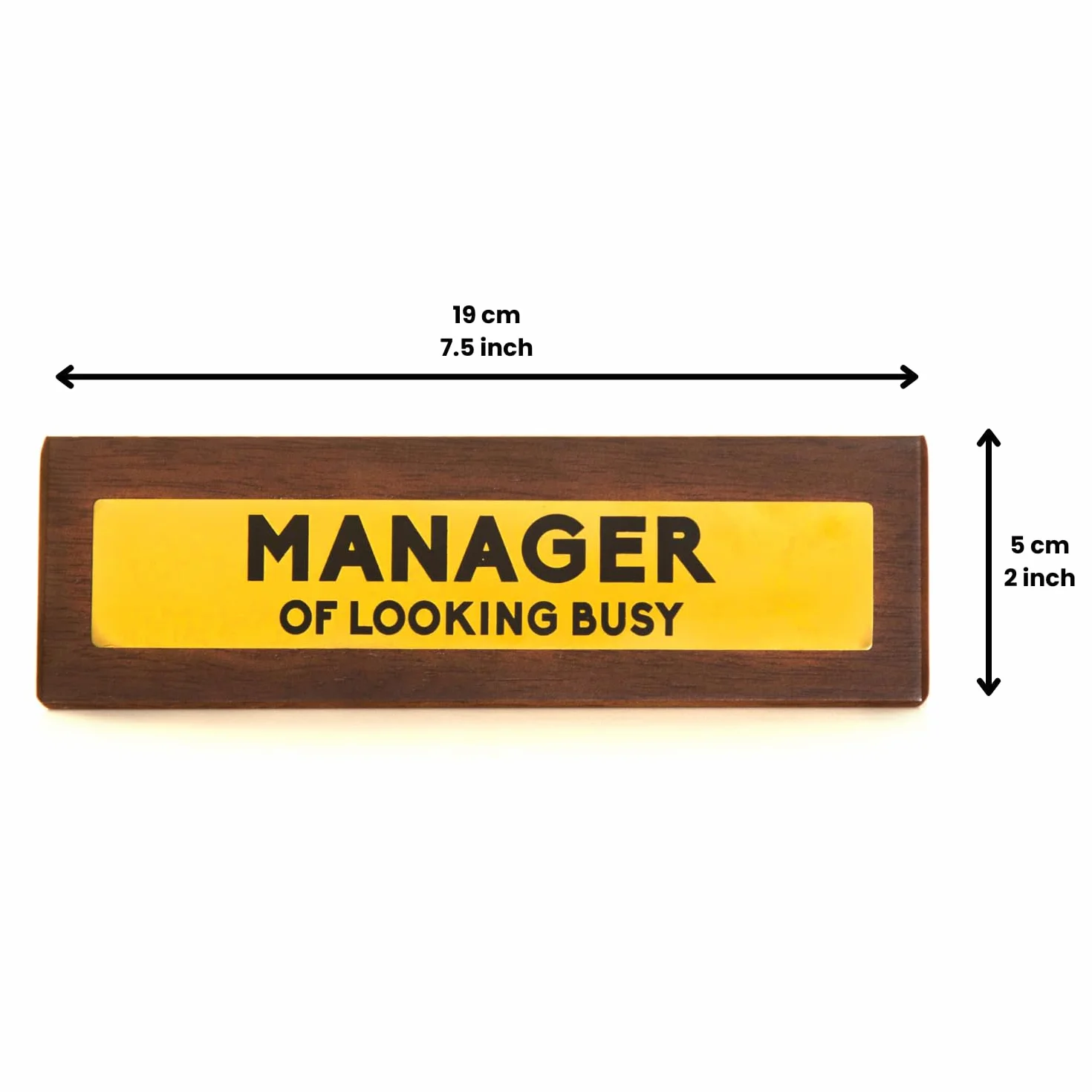 Boxer Gifts drewniany znak ostrzegawczy na biurko Manager of Looking Busy 4,5 cm x 17,5 cm brązowy