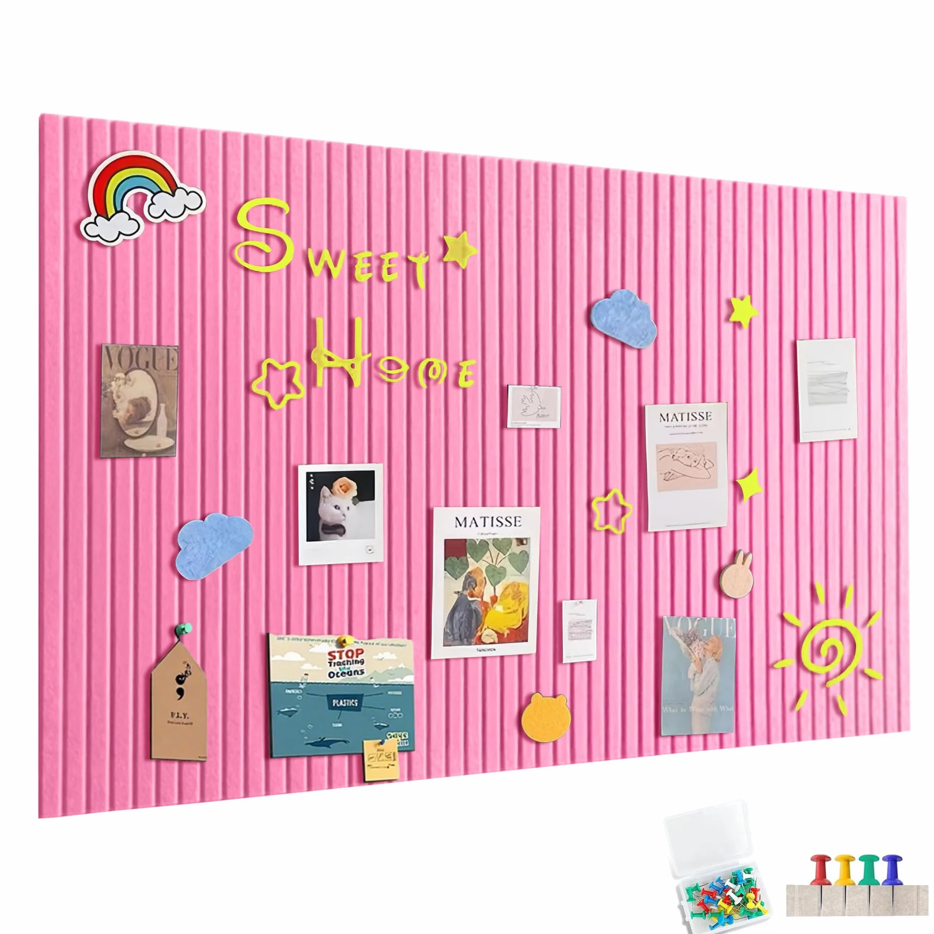 Duża Filcowa Tablica Pinnwand 120x90 cm Samoprzylepna z 60 Szpilkami Różowo-Peach