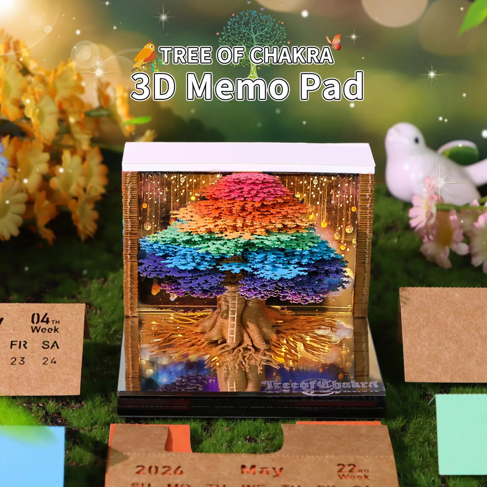 Kalendarz 3D 2026 z 52 tygodniami, magiczna książka sowa, papierowa rzeźba, dekoracja pokoju i biurka, prezent