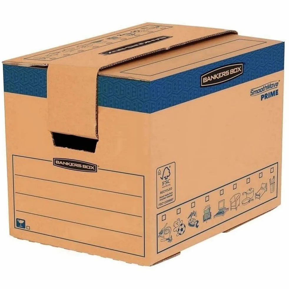 Fellowes Bankers Box Smoothmove Heavy Duty 6205201 Pudło, Brązowy/Niebieski, 40,6 x 30,4 x 30,4 cm, 5 Sztuk