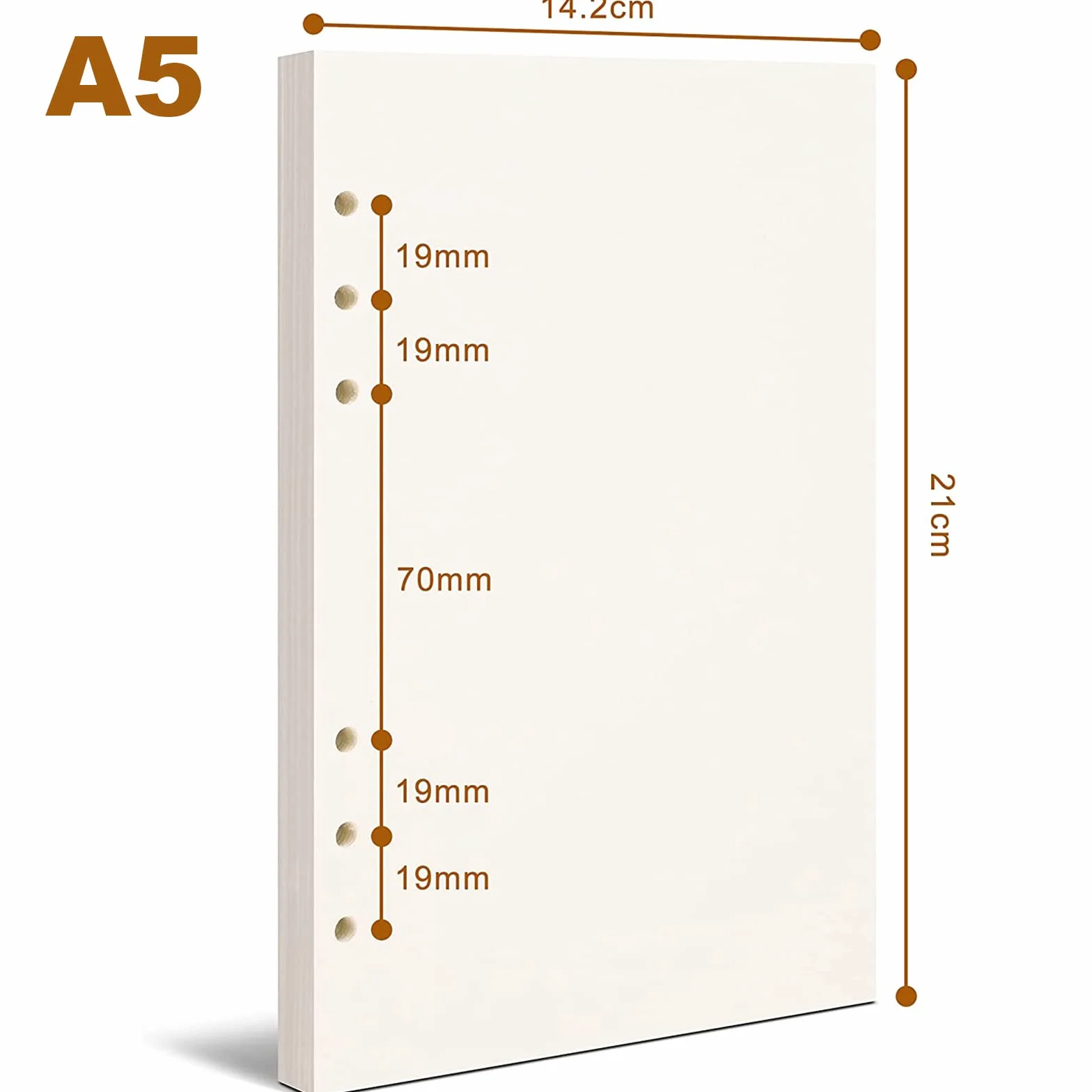 Papier A5 135 Arkuszy Puste Wkładki do Segregatorów 6 Otworów