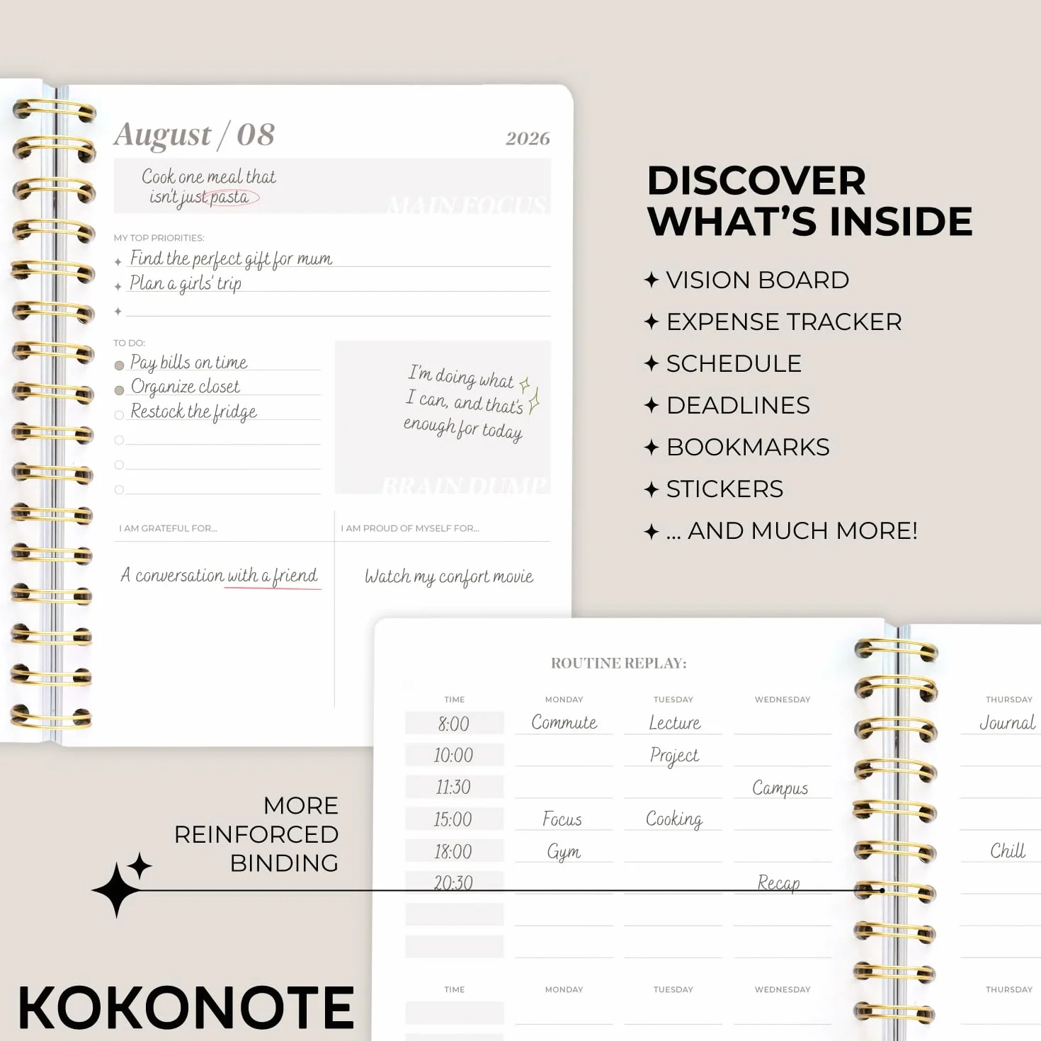 Kokonote Academic Diary 2026-2027 Week to View Seasonal Flowers Planner