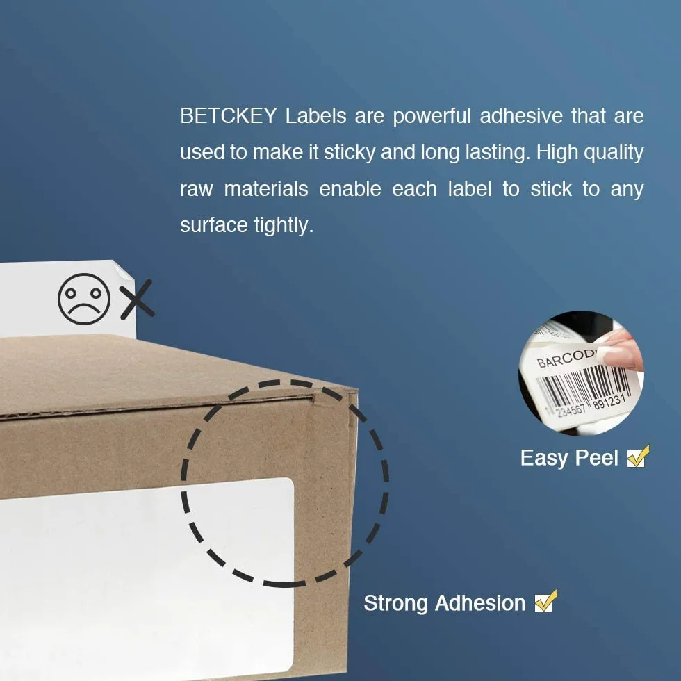 BETCKEY - 6 rolek etykiet DK-11247, 103 mm x 164 mm, czarny na białym, 1080 etykiet do drukarek etykiet Brother QL