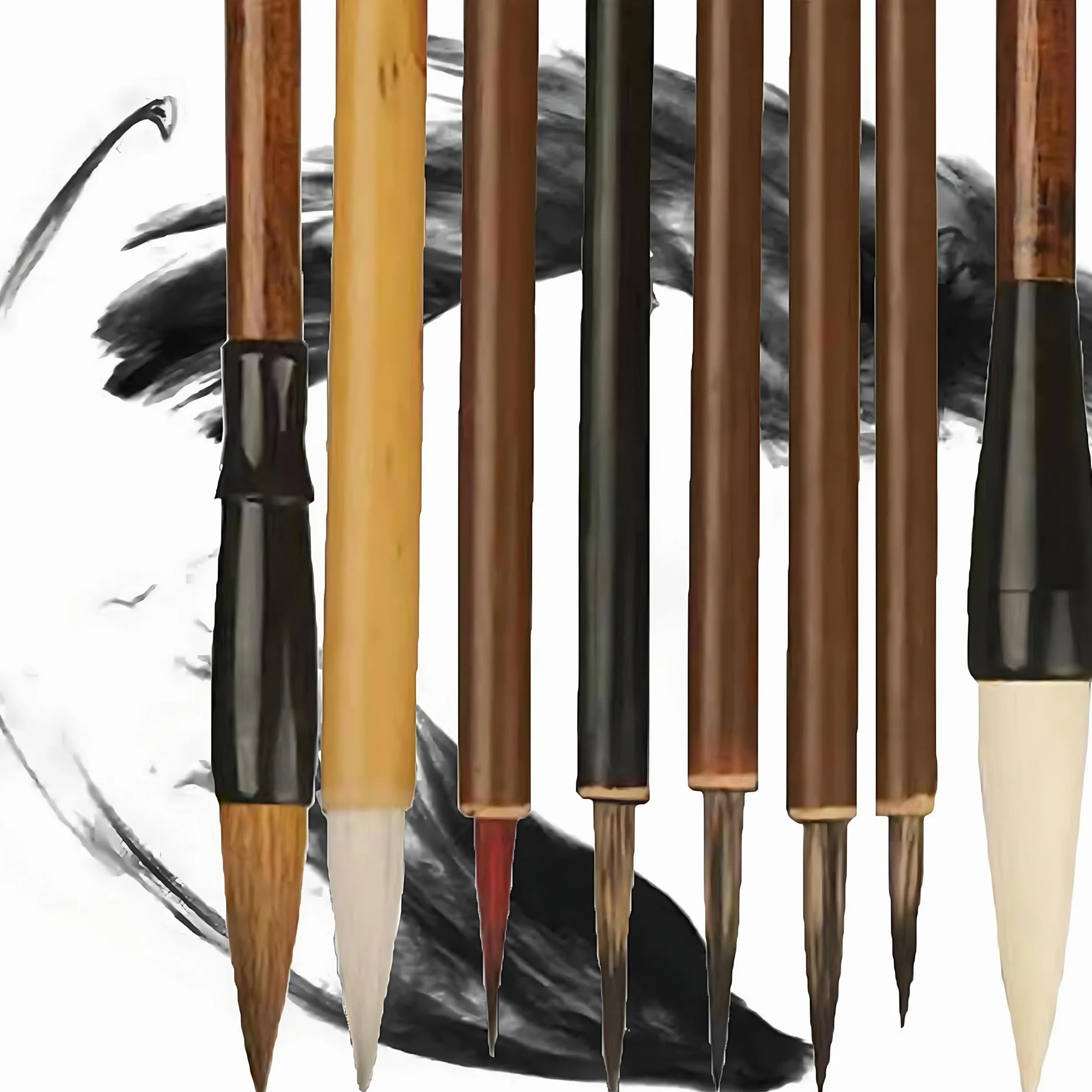 8 Pcs Pędzel Kaligraficzny, Zestaw Pędzli Początkujący, Doskonały Chiński Pędzel Kaligraficzny, Atrament Malarstwo Pisanie Artystyczne Rysunek Pro Paint Brushes Set, Mieszane Rozmiary