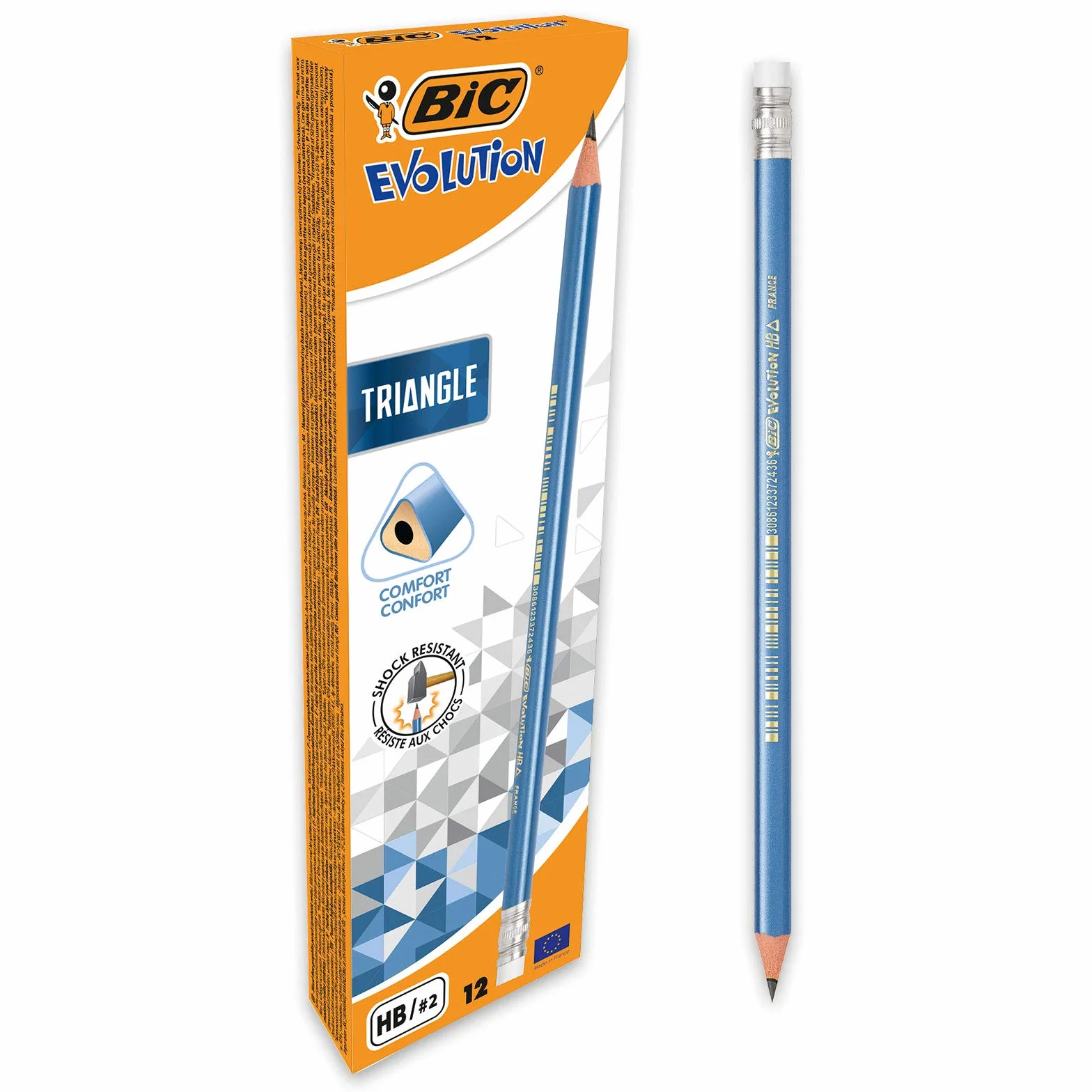 BIC Evolution Triangle HB trójkątny ołówek z gumką – opakowanie 12 szt.