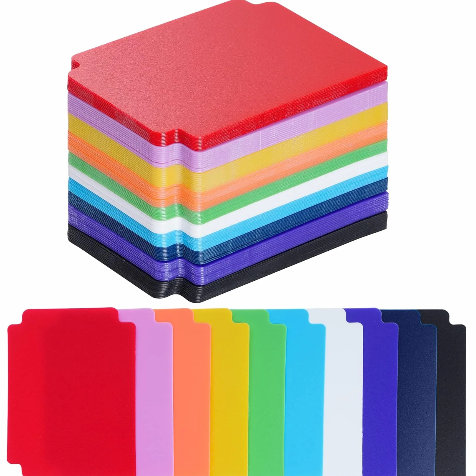 100 sztuk rozdzielaczy kart, 9,6 x 7,0 cm, 10 kolorów, standardowy rozmiar, separator kart, plastikowe karty do gier, pudełka do przechowywania, segregator