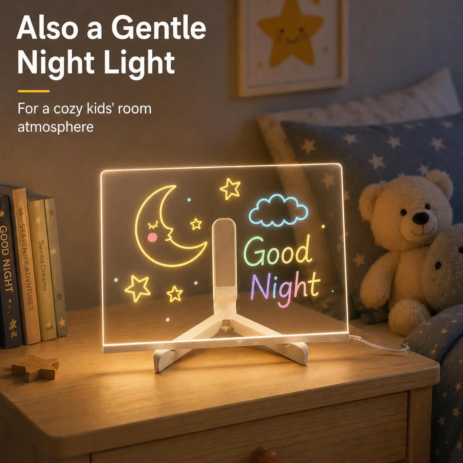 ACMHNC Tablica kreślarska LED dla dzieci 30 cm z 7 kolorami, świecąca, zmywalna
