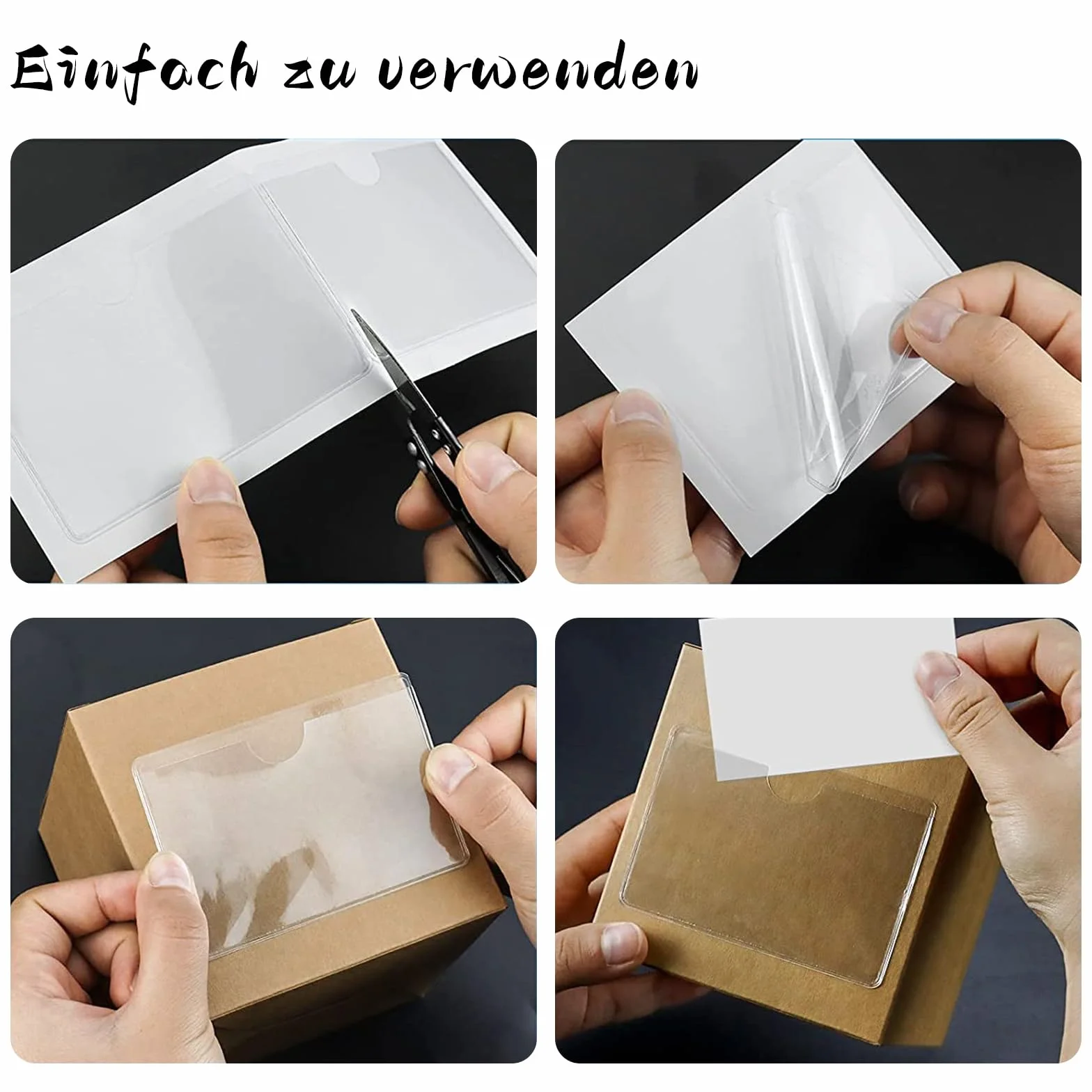 ACONDE 50 sztuk samoprzylepnych torebek na wizytówki, przezroczyste uchwyty na etykiety, z otworem u góry, do biura, szkoły, domu, 11 × 8 cm
