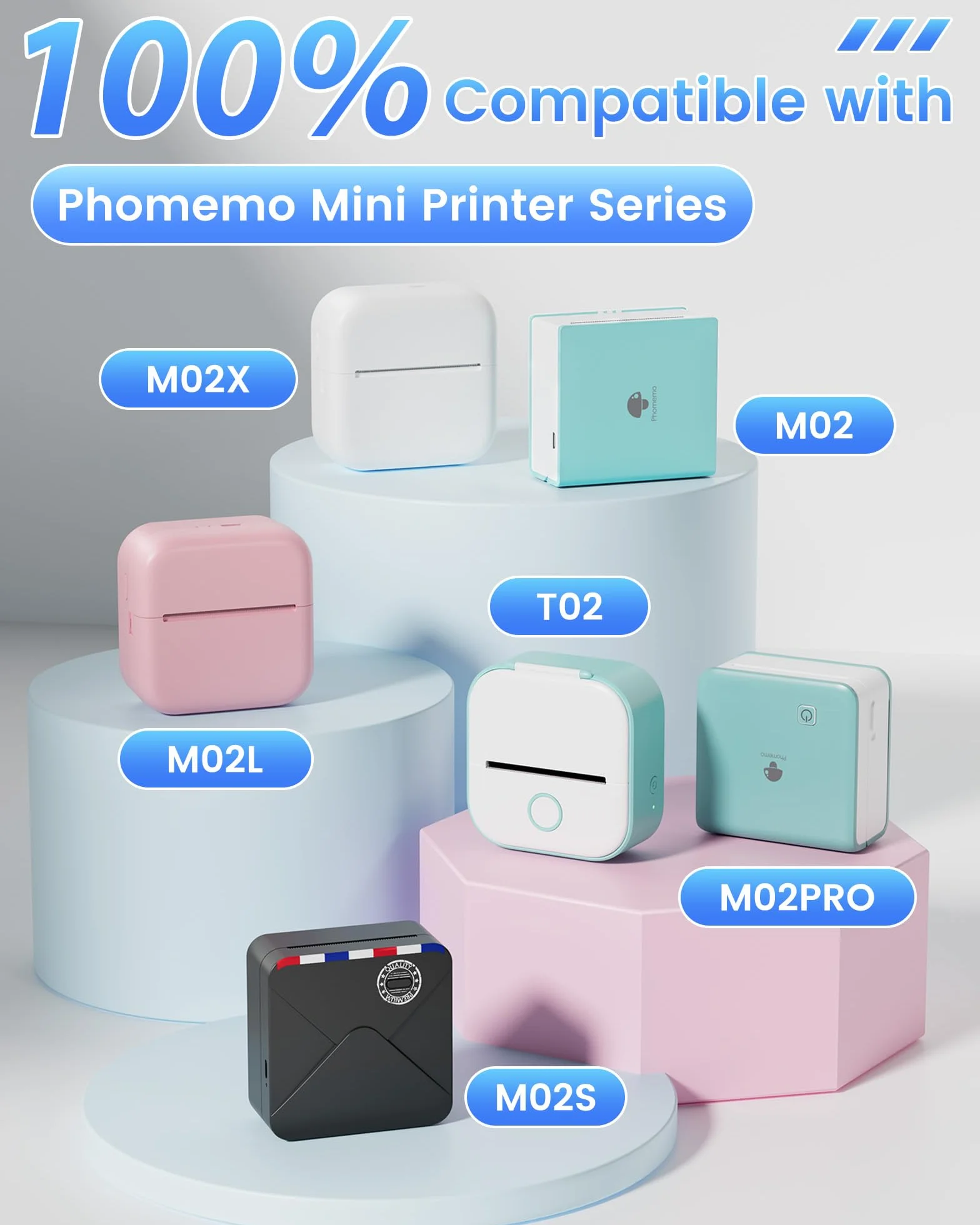 Phomemo Papier termiczny do M02 M02PRO T02 M02S M02X M02L M03 M03AS M04S M04AS 53mm x 3,5m 3 rolki