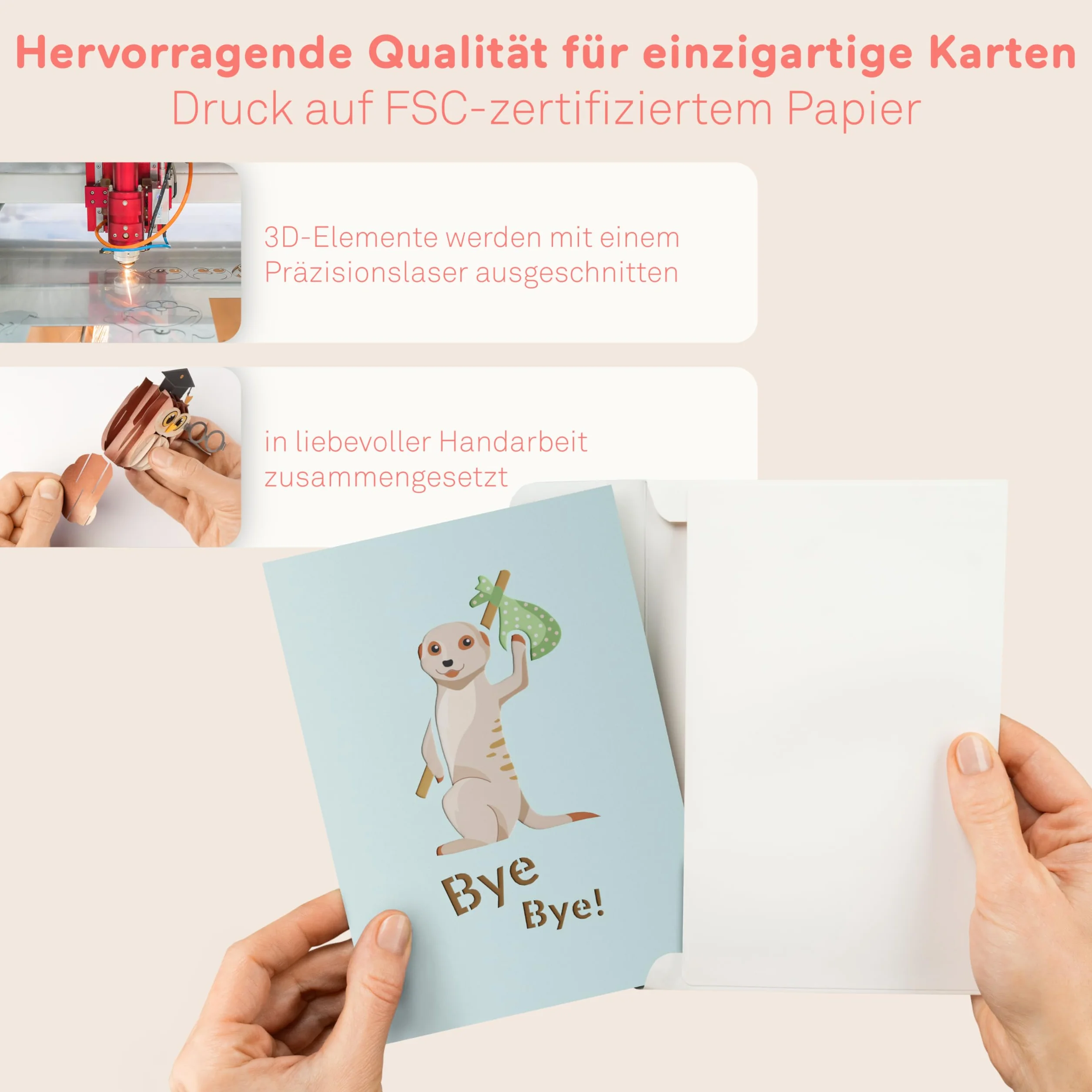 Pop-Up Karte Abschied Mach's Gut 3D Abschiedskarte für Kollegen Jobwechsel Ruhestand Rente
