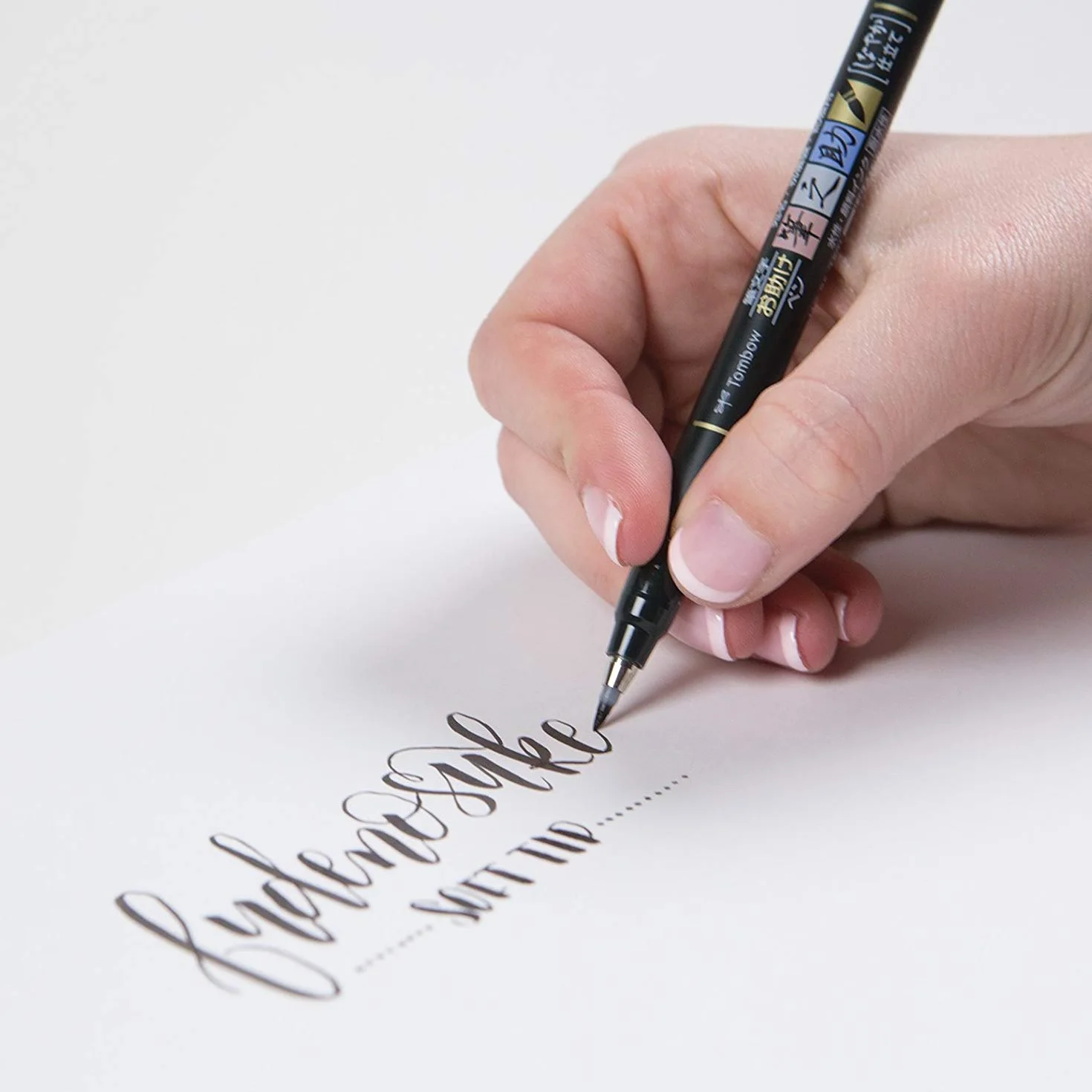 Tombow fudenosuke pisak z miękką i twardą końcówką, 2 sztuki, czarny (zestaw do kaligrafii) wraz z podwójnym pisakiem, czarny/szary