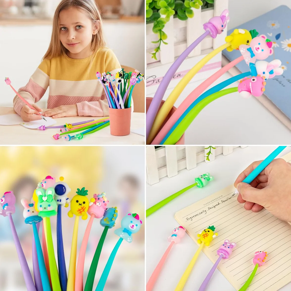 Zestaw 30 długopisów żelowych Kawaii fidget squishy dla dzieci upominki urodziny