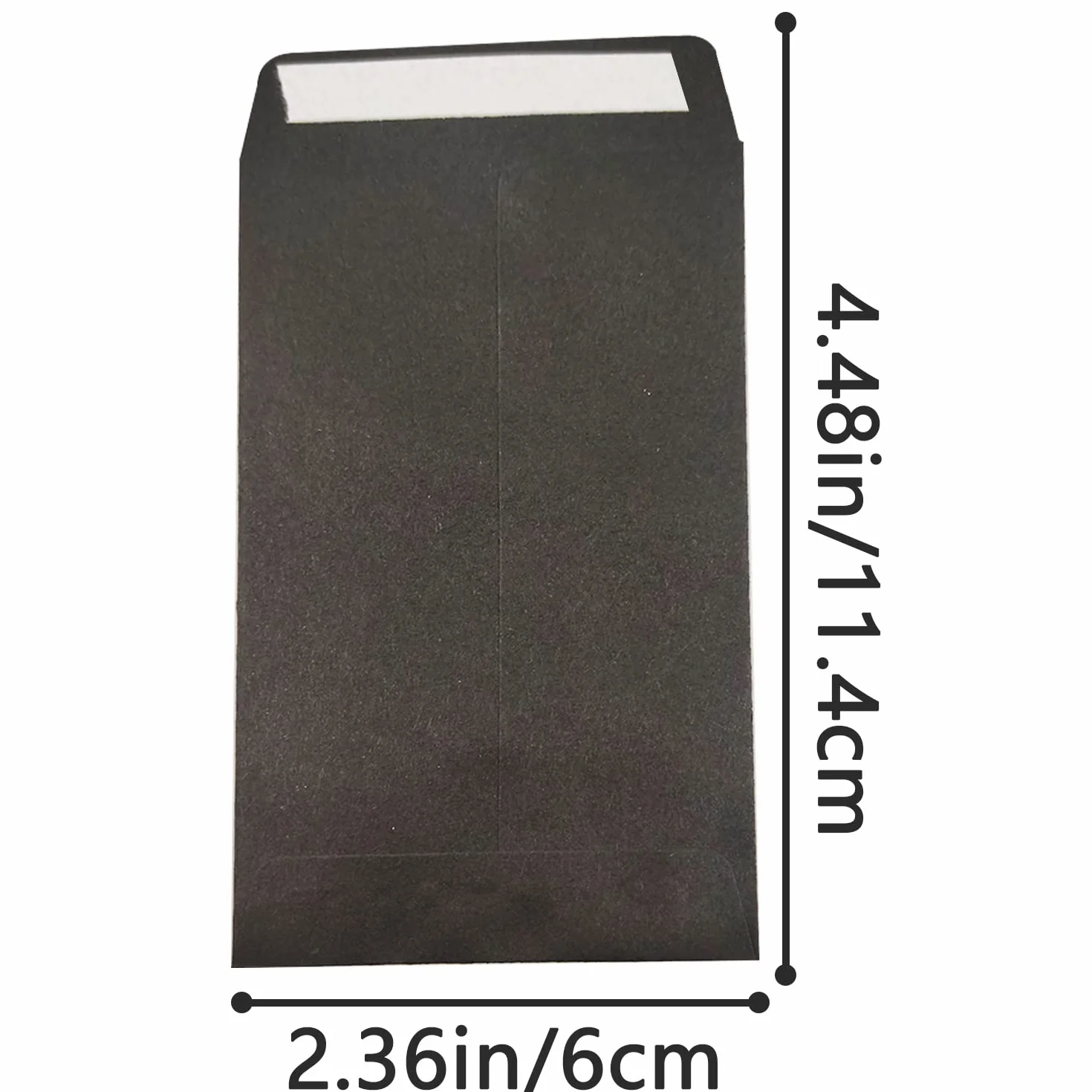 100 szt. Małe czarne koperty, samoprzylepne koperty z nasionami Pakiety z nasionami Koperty na monety z papieru pakowego na płace, nasiona, monety, koraliki lub znaczki (10x6 cm/3,9x2,4 cala)