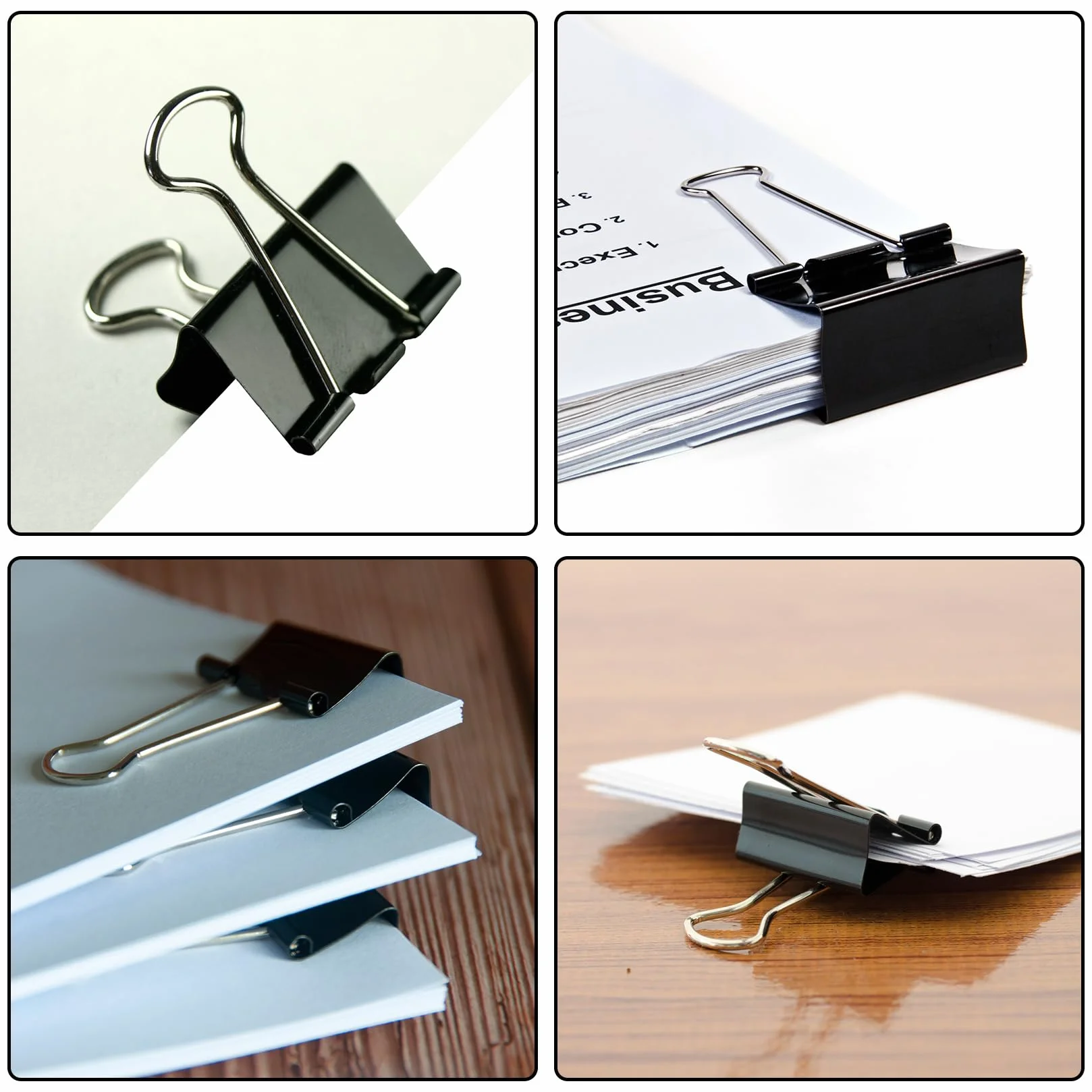 180 Sztuk Foldback Metalowe, Spinacze do Papieru, Klipsy Biurowe, Klipsy Bulldog, Uniwersalne Zaciski do Dokumentów Papierowych i Notatek, 15mm/19mm/25mm/32mm
