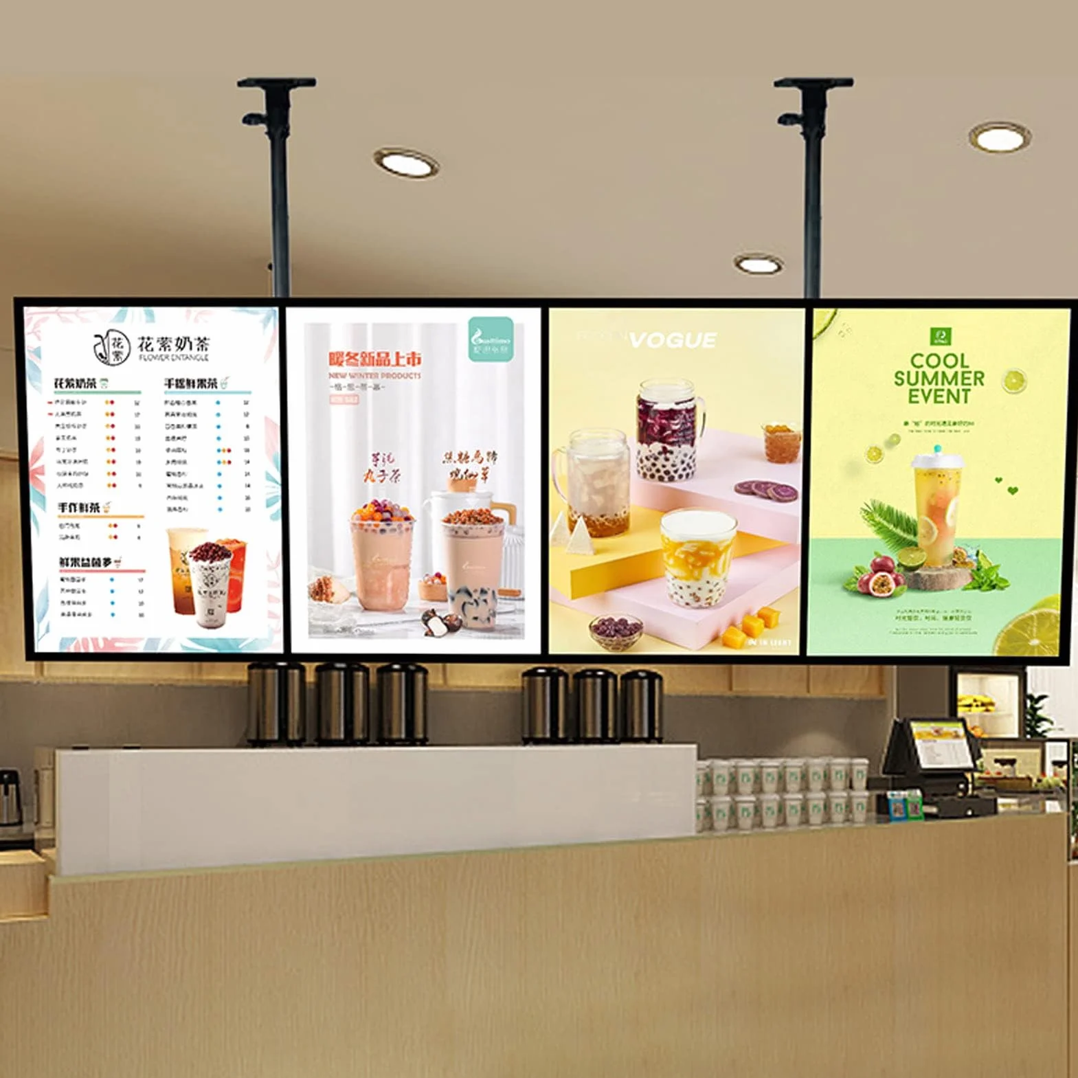 Kanduo Tablica Menu Restauracja LED 60x40cm Ultracienka Kaseta LED z Ramką Zatrzaskową Podświetlany Wyświetlacz Plakatowy Ramki Reklamowe 4 szt.