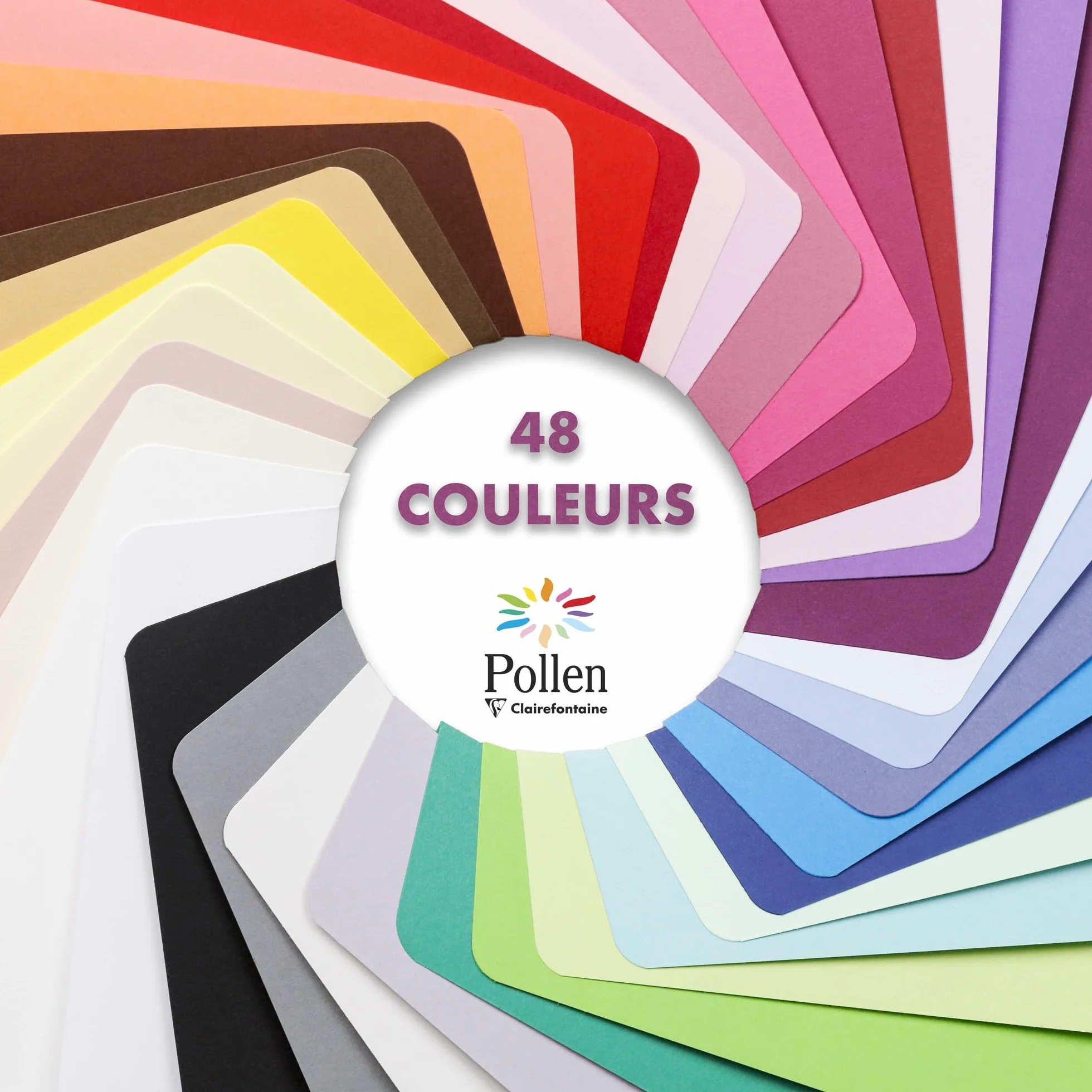 Clairefontaine 12017C Zestaw kopert z klejem do zwilżenia 12x12cm 120g/m² kość słoniowa Pollen Gładki papier Premium