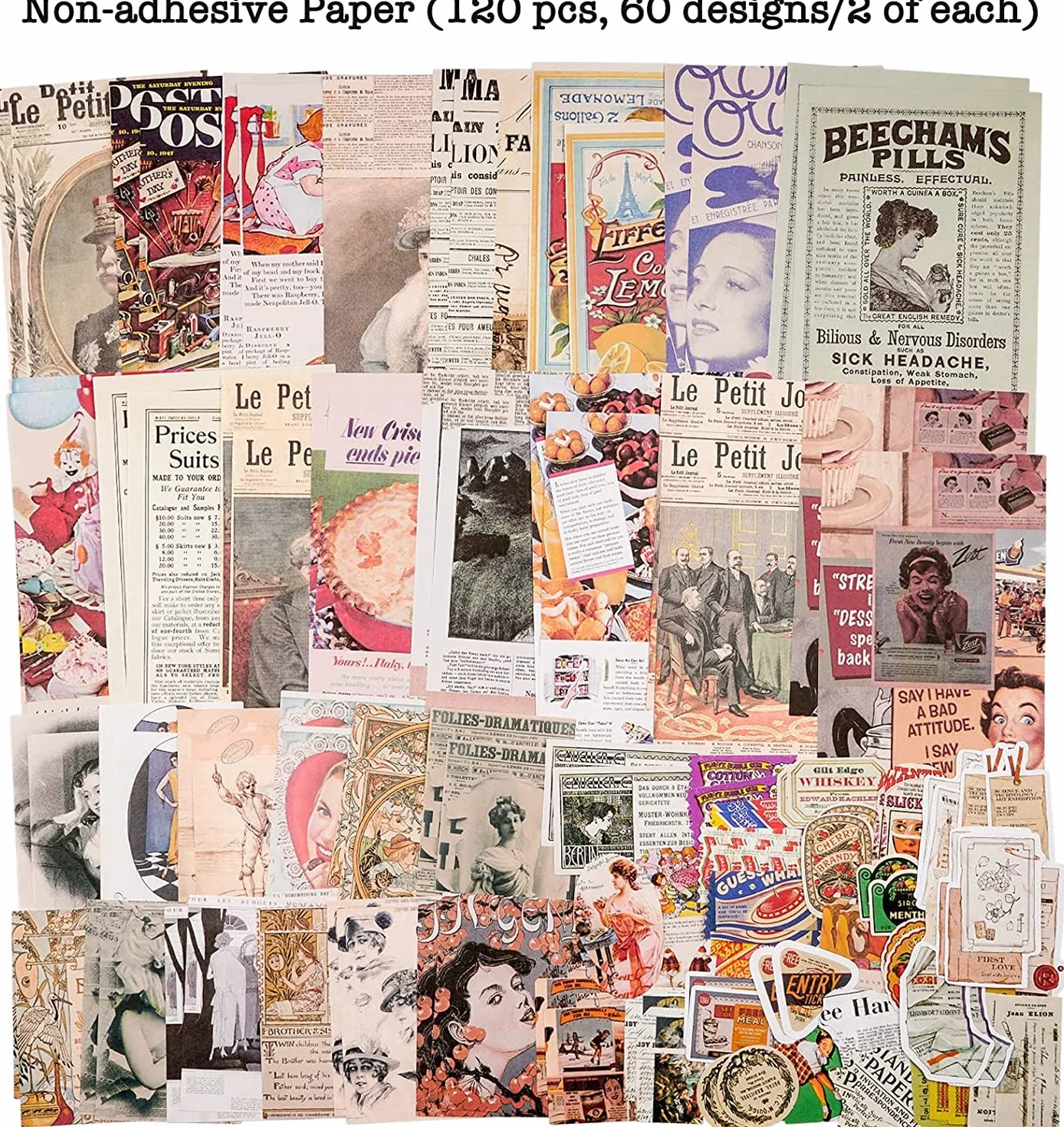 Vintage Scrapbook, 200 sztuk naklejek retro do pamiętnika, pieczęci, scrapbookingu, kalendarza, notatnika, książki do planowania, albumu fotograficznego, dekoracji na zdjęcia, ramki do zdjęć