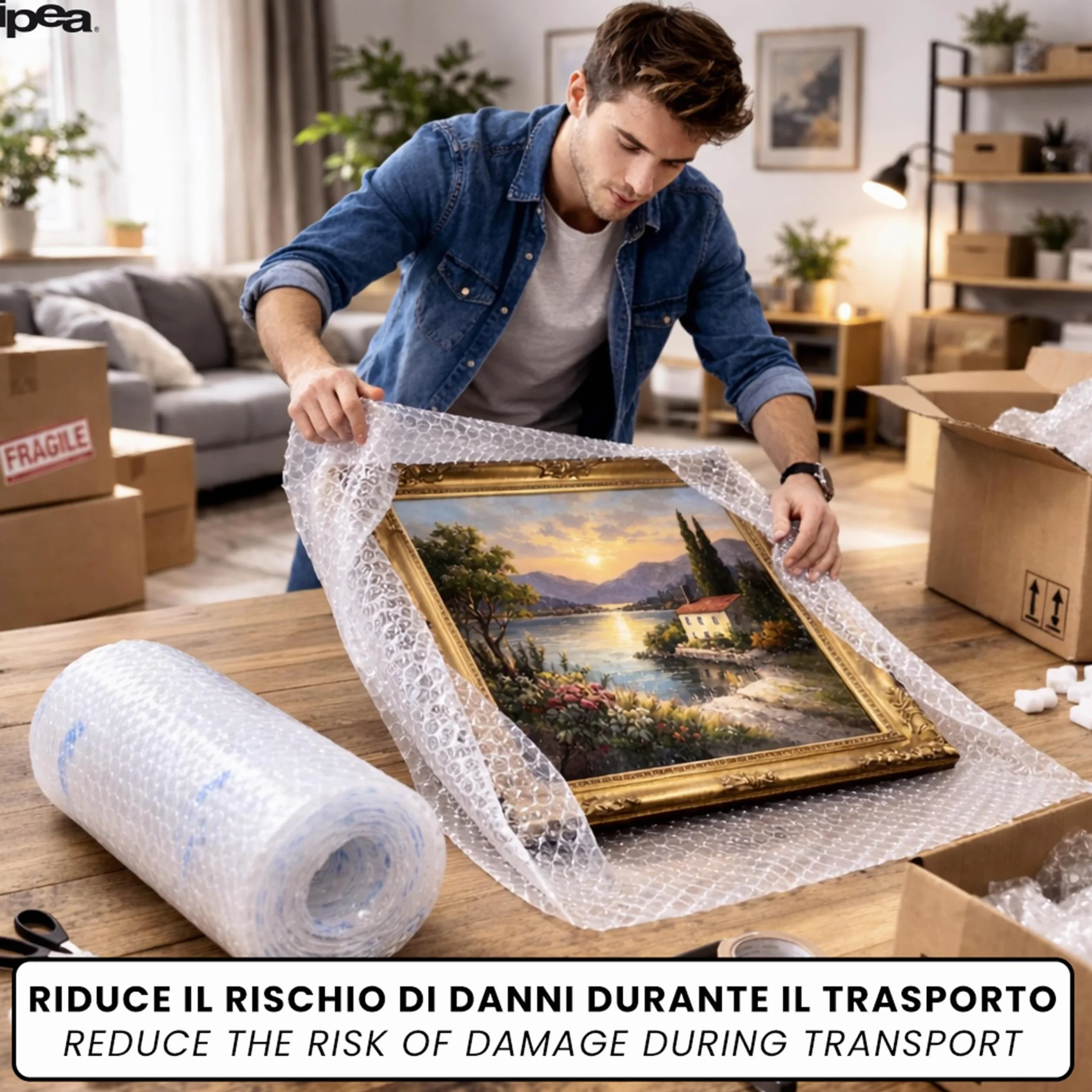 IPEA folia foliowa do pakowania i wysyłki – 10 metrów x 30 cm rolki – Made in Italy – pęcherzyki powietrza do ochrony, wyściółki, pakowania przedmiotów w transporcie – Odporny na rozdarcie i wstrząsy