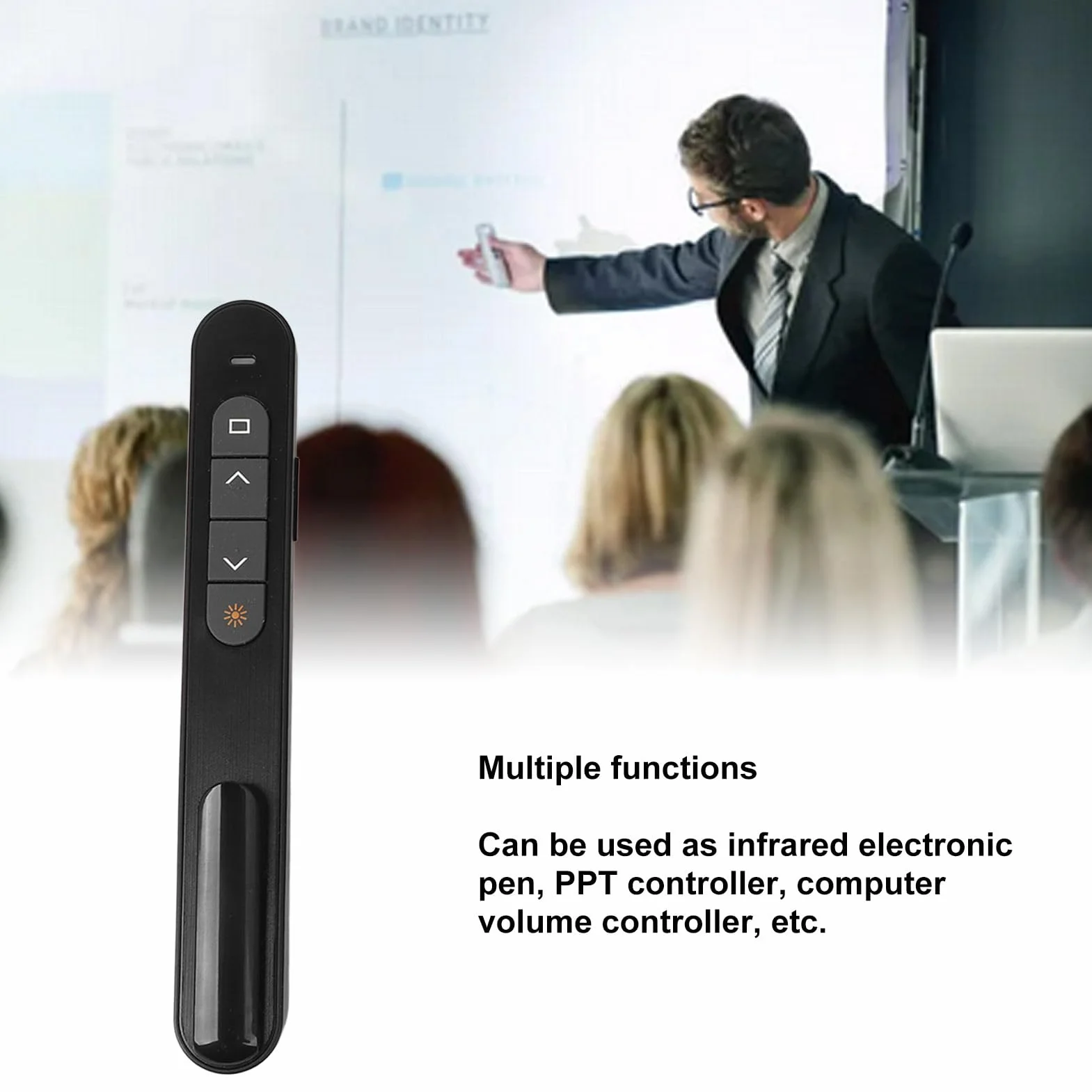 Bezprzewodowy Prezenter, Zatrzask do Prezentacji, Przycisk do Prezentacji ze Sterowaniem USB, Pilot PPT PowerPoint do Laptopa, do Biura w Klasie, Wymagana Bateria AAA