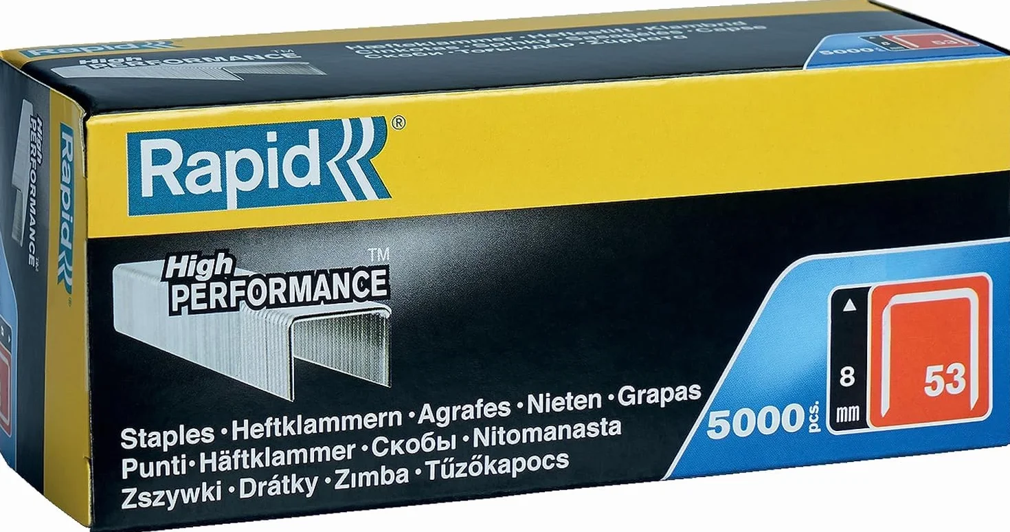 Rapid Zszywki Nr 53 do Tekstyliów 8 mm Stal Galwanizowana 5000 Sztuk