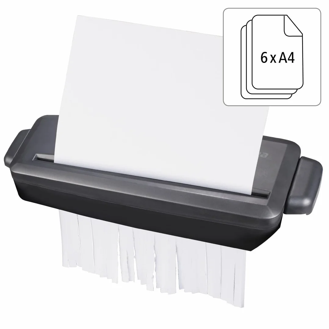 Hama Niszczarka paskowa MINI S6 6 kartek DIN A4 czarna