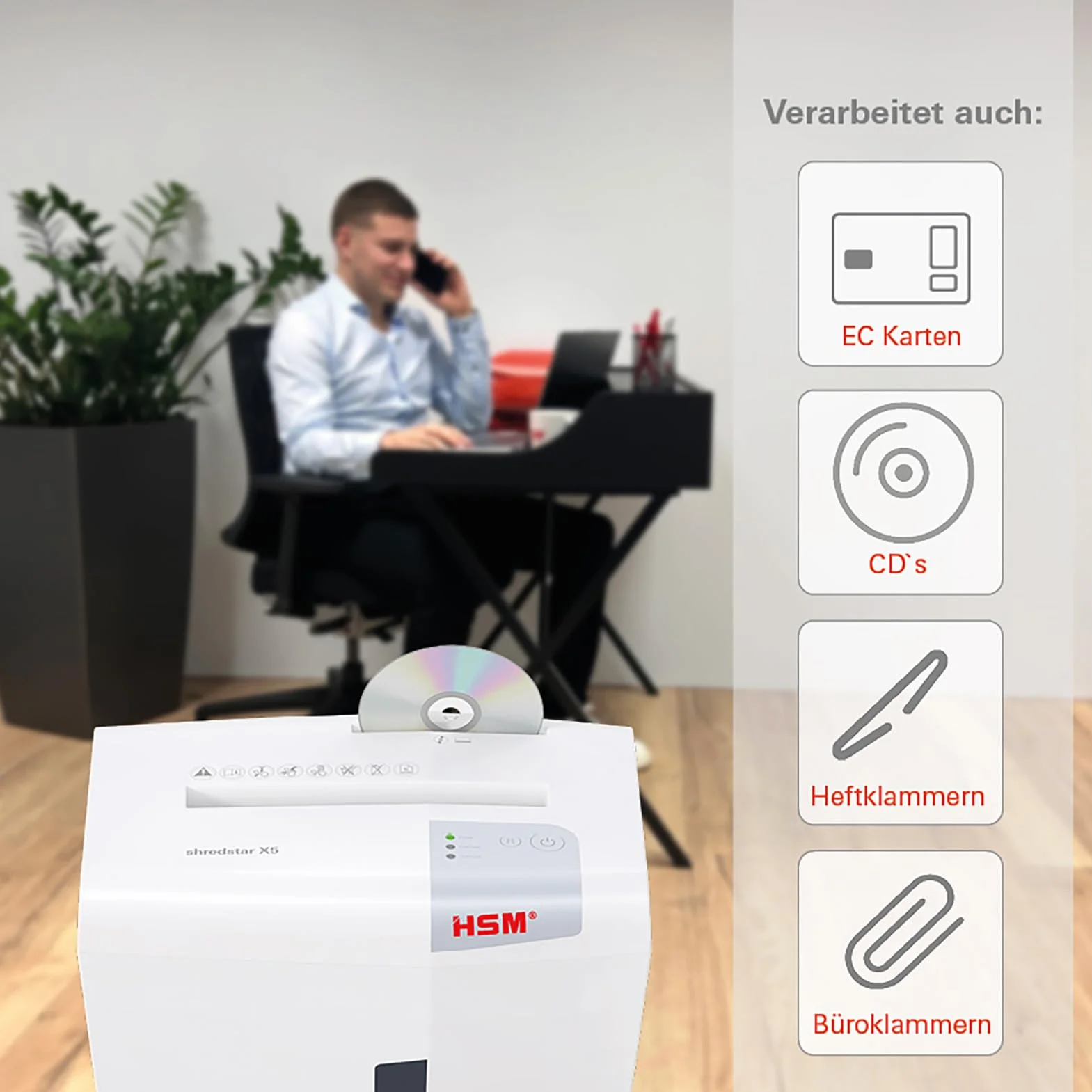 HSM Shredstar X5 niszczarka dokumentów P-4, 5 arkuszy, cięcie cząstek