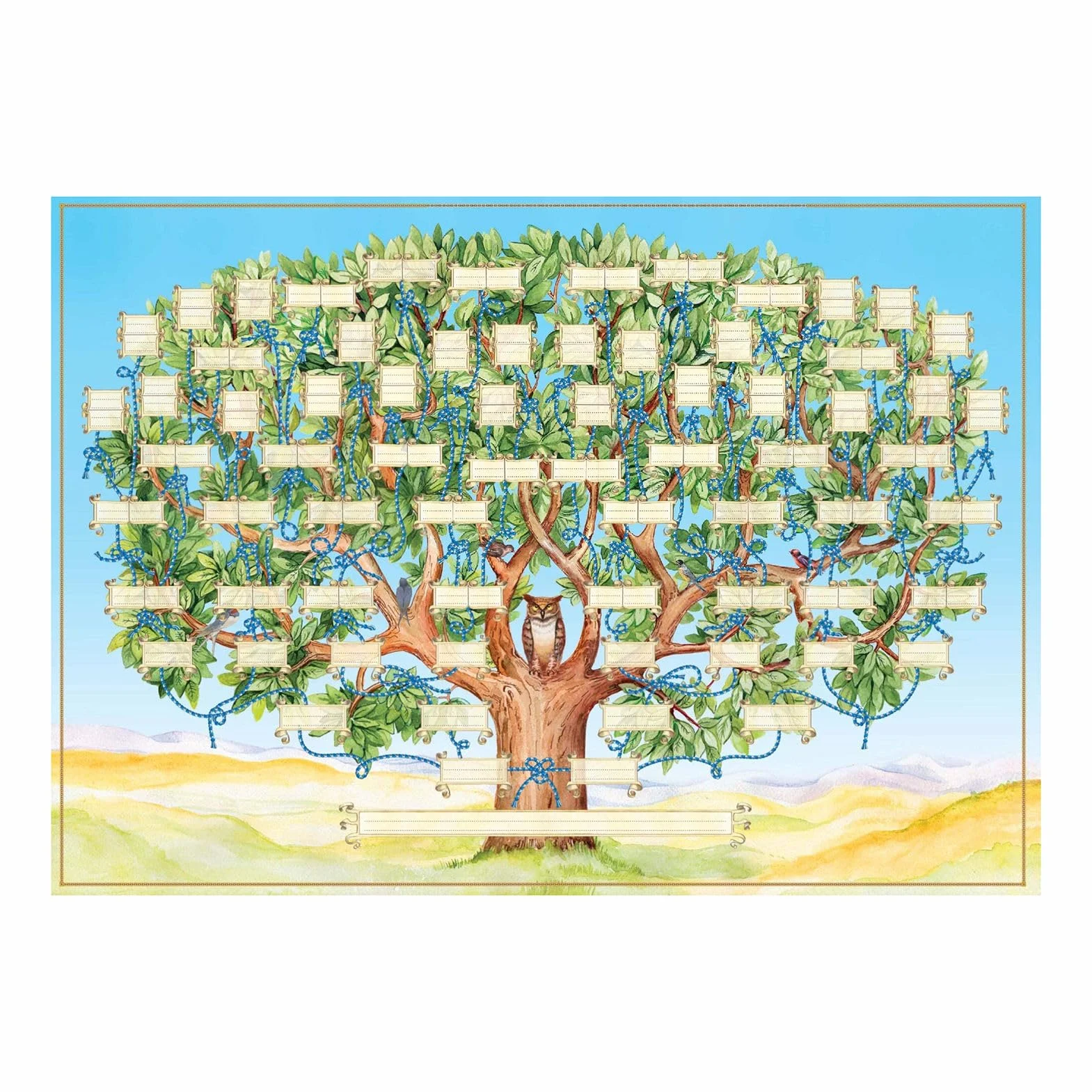 40x60 cm Wykres Drzewa Genealogicznego do Wypełnienia 6 Pokoleń Genealogii - Plakat Drzewa Genealogicznego - Szablon Drzewa Genealogicznego - Puste Wypełnialne Diagram Drzewa Genealogicznego, Sztuka