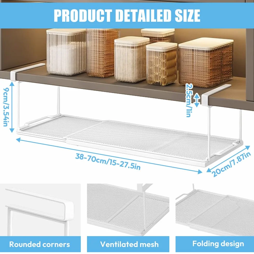 Kosz wiszący metalowy wysuwany 38-70 cm organizer do szafek kuchennych biały
