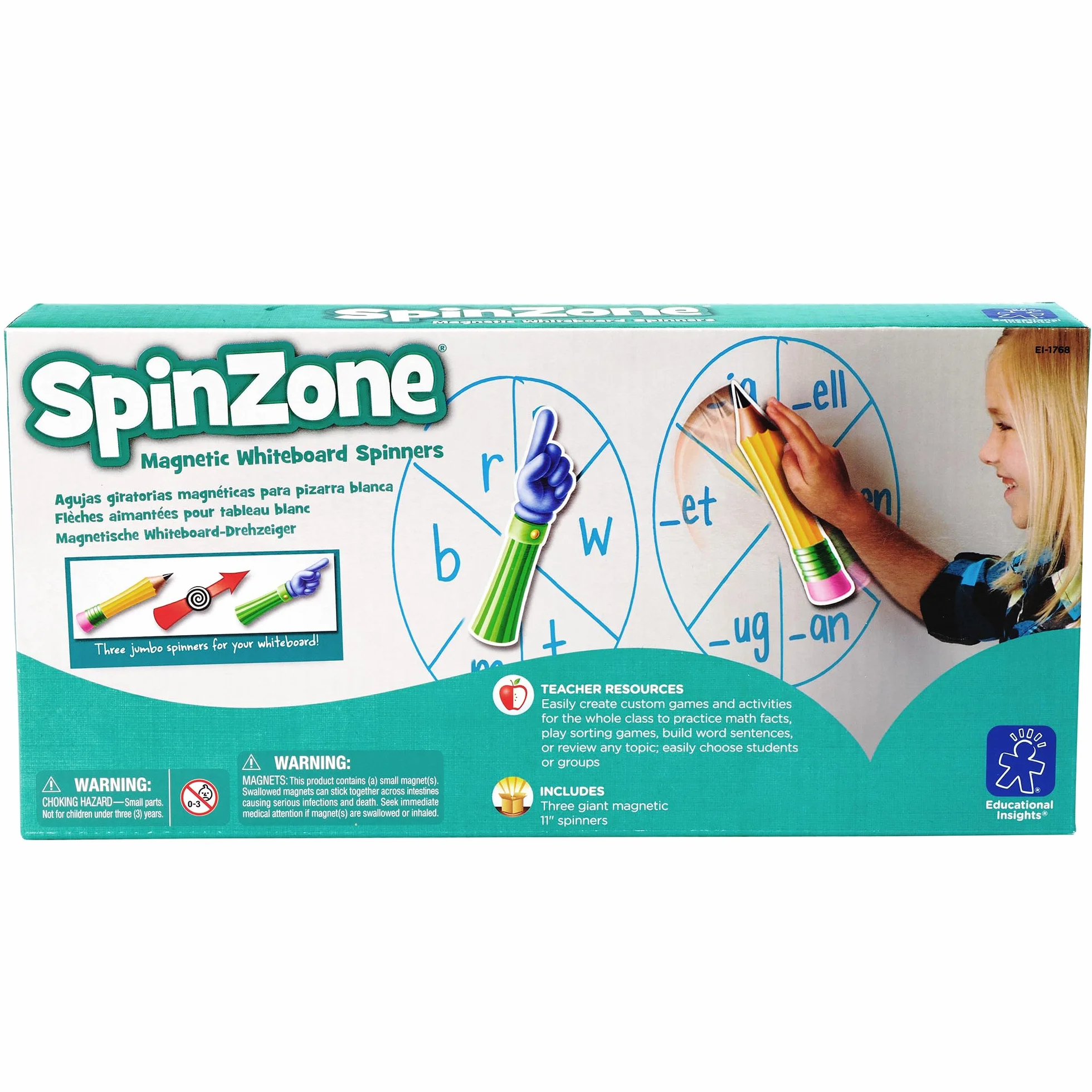 Learning Resources Spinzone Przód z Klasa Biała Tablica Przadka 3-Częściowy Zestaw 27.5 cm