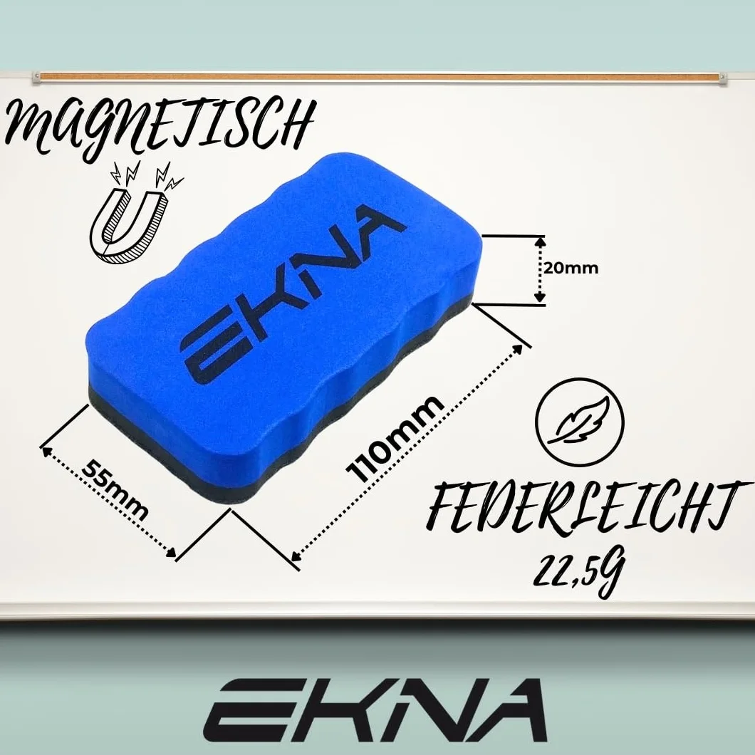 Gąbka magnetyczna do tablic suchościeralnych 110x55 mm zestaw 5 sztuk