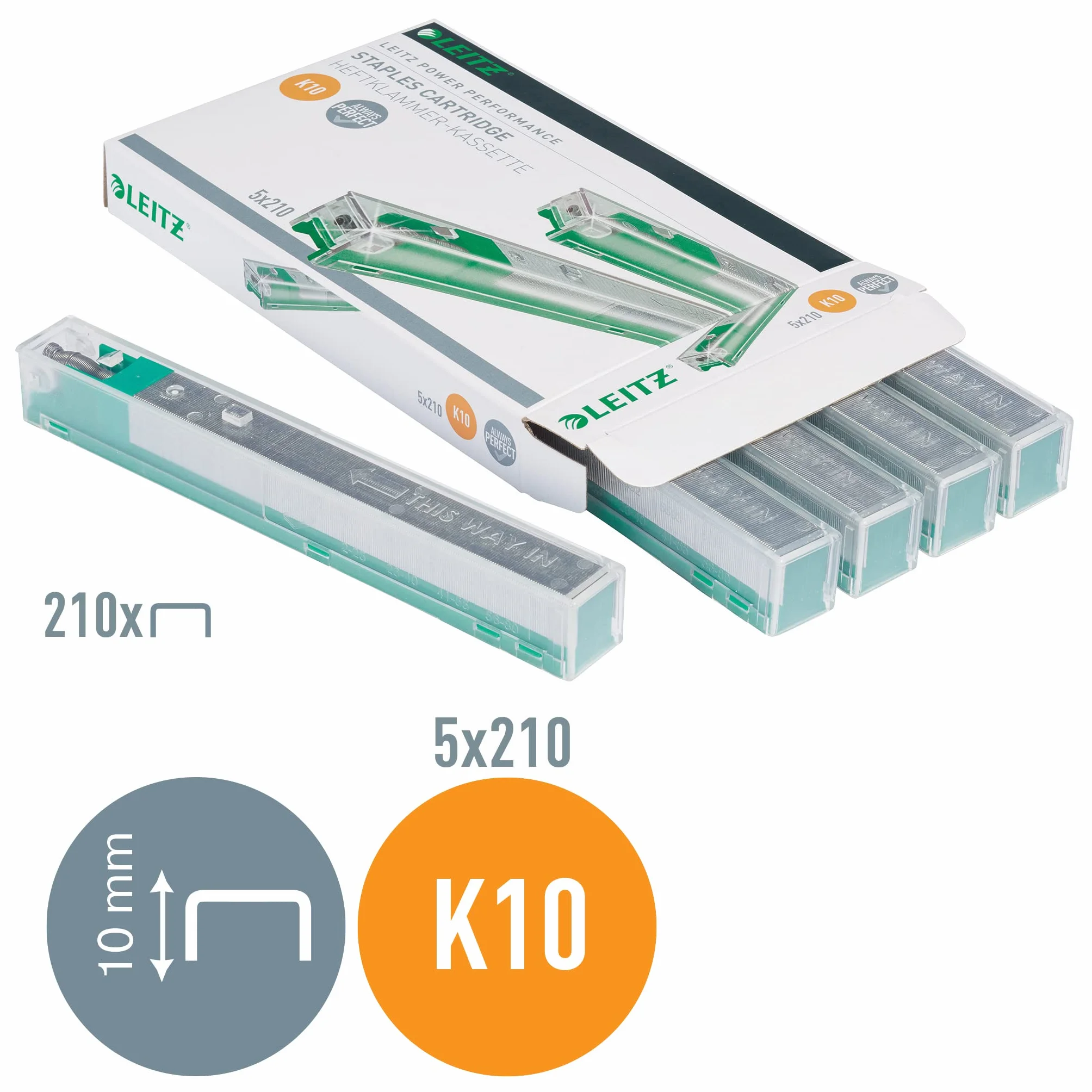 Leitz Power Performance Heavy-Duty kasety ze zszywkami K10, ocynkowane, 5 x 210 zszywek