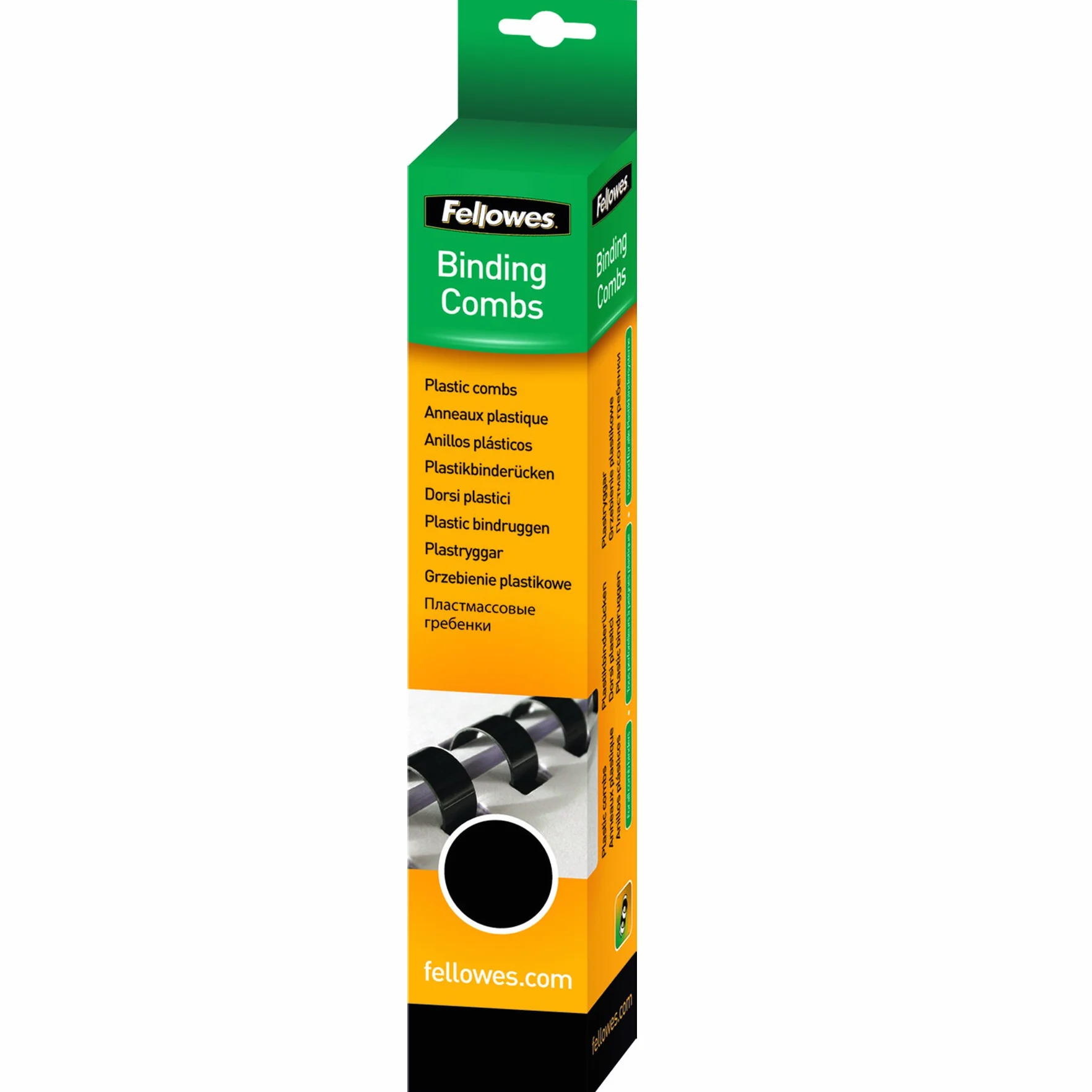 Fellowes Grzbiet do bindowania plastikowego, średnica 16 mm, 21 pierścieni, do dokumentów A4, czarny, opakowanie 25 sztuk