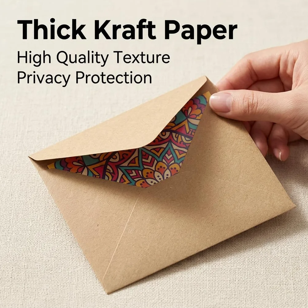50 sztuk kopert B6 z papieru typu kraft, brązowe, 12,5 x 17,5 cm, koperty w stylu vintage, z klejeniem na mokro, na zaproszenia ślubne, kartki urodzinowe i Boże Narodzenie, nieprzezroczysta koperta