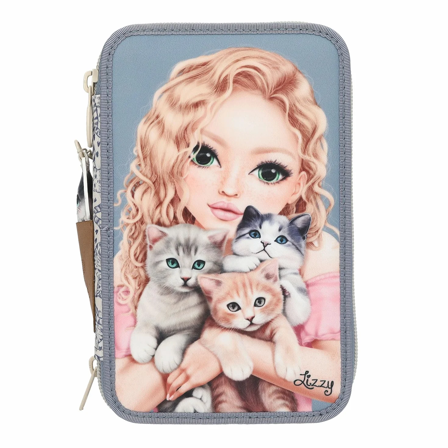 Depesche TOPModel Cat Love 3-komorowy piórnik jasnoniebieski z akcesoriami