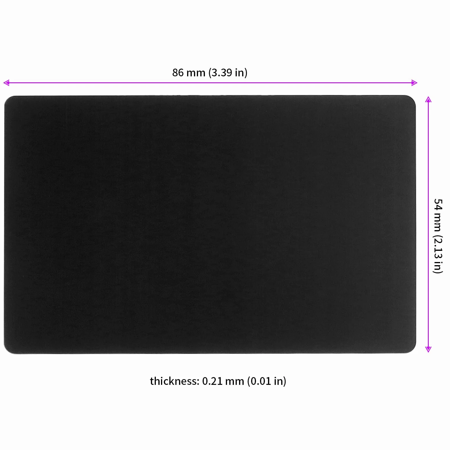 200 sztuk metalowych wizytówek czarnych, 86 x 54 x 0,21 mm, aluminiowe wizytówki, puste wizytówki, grawerowane laserowo, aluminiowe karty do kart VIP i klientów biurowych, kart podarunkowych