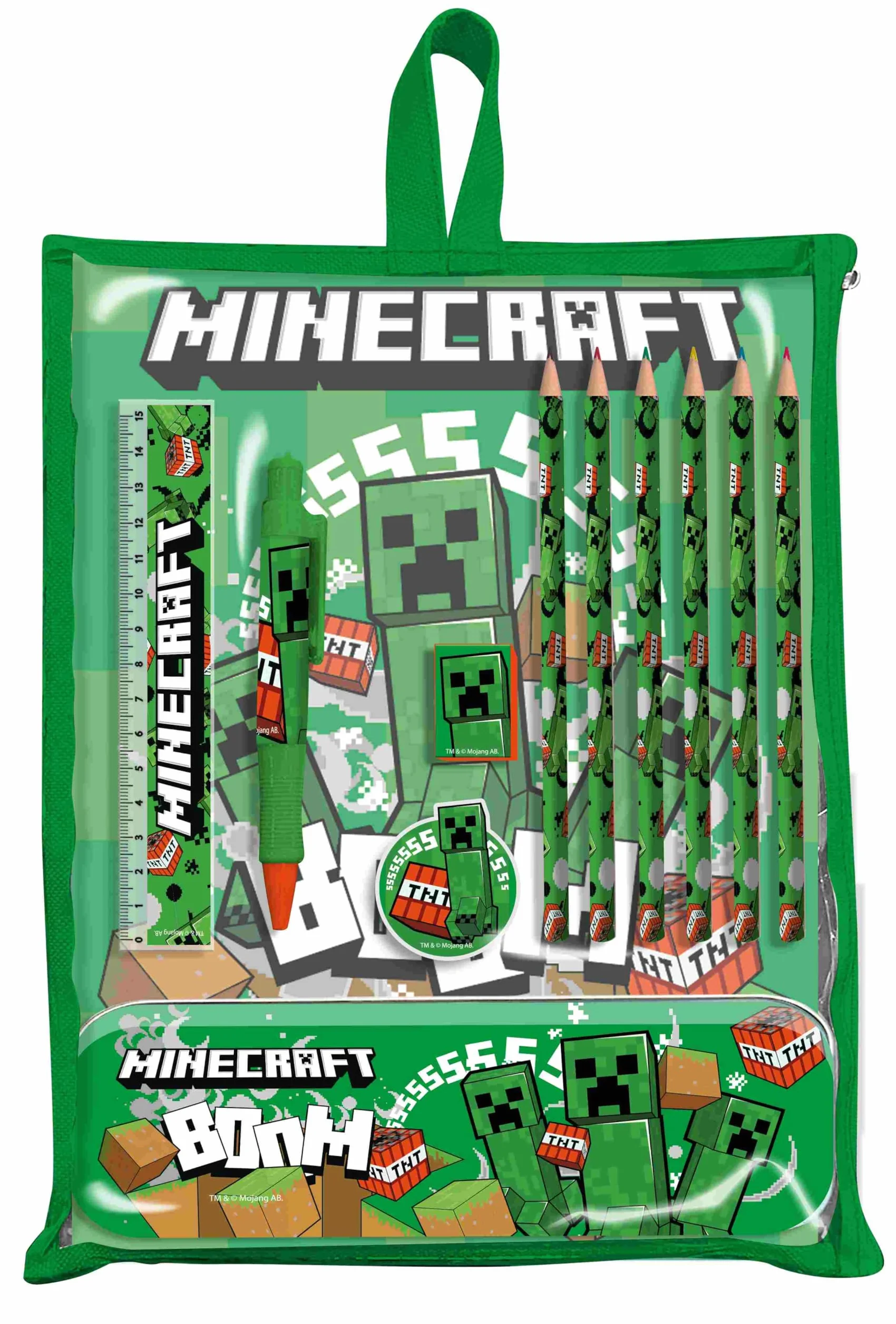 MINECRAFT BUMPER STATIONERY ZESTAW W TORBIE WIELOROTNEGO UŻYTKU