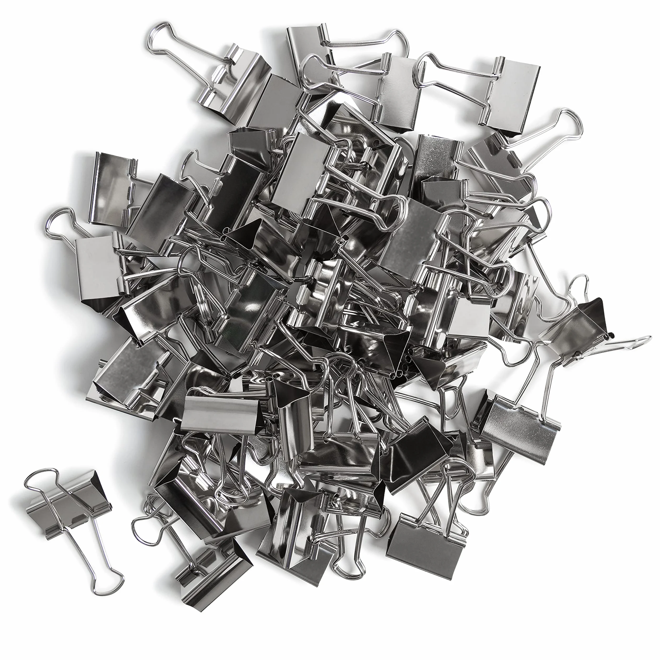 U Brands Klipsy do segregatora, metaliczne srebro, materiały organizacyjne biurowe, 32 mm, 72 szt