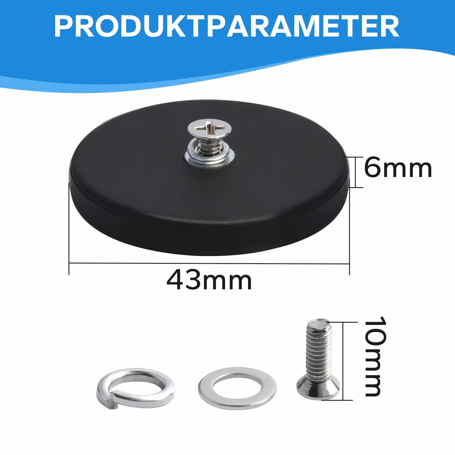Magnesy gumowe bardzo silny magnes neodymowy z gwintem wewnętrznym 15kg 4 szt. 43m