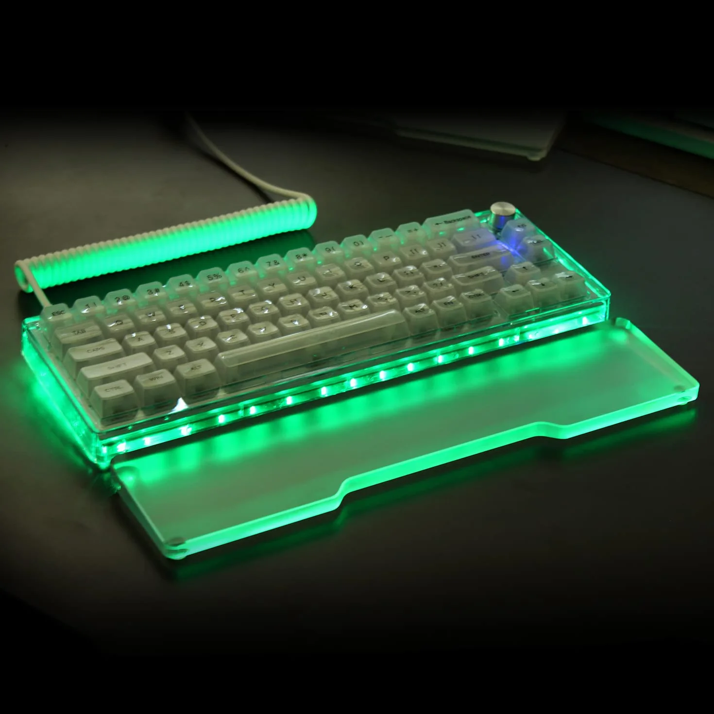 MAMBASNAKE Podkładka Pod Nadgarstek do Klawiatury - Wrist Rest Laptop - Premier Clear Acryl - Antypoślizgowe Nóżki - Ergonomic do Biura/Gier/Pisania/MacBook