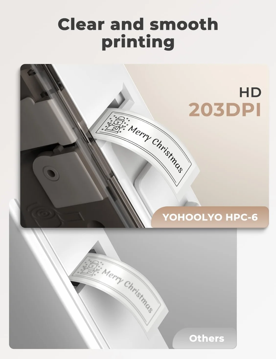 YOHOOLYO HP6-C Termiczna Drukarka Etykiet Bluetooth 203DPI - Przenośna Mini Aplikacja Mobilna, Kompatybilna z iOS/Android, Do Domu i Biura, Z 1 Rolką Samoprzylepnych