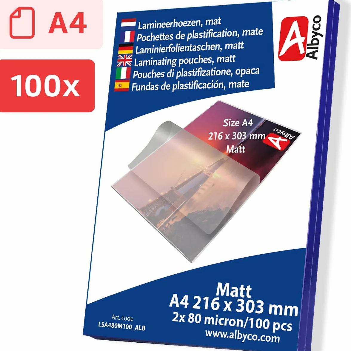 Folia do Laminowania MAT A4 100 Sztuk 2x80 Mic 160 Mic Matte