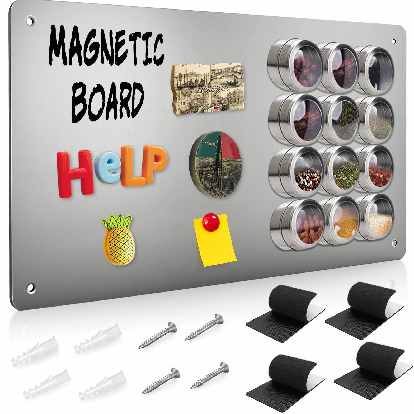 Tablica Magnetyczna Metalowa Ścienna Kredowa 30x45 cm Stal Nierdzewna Bezramkowa