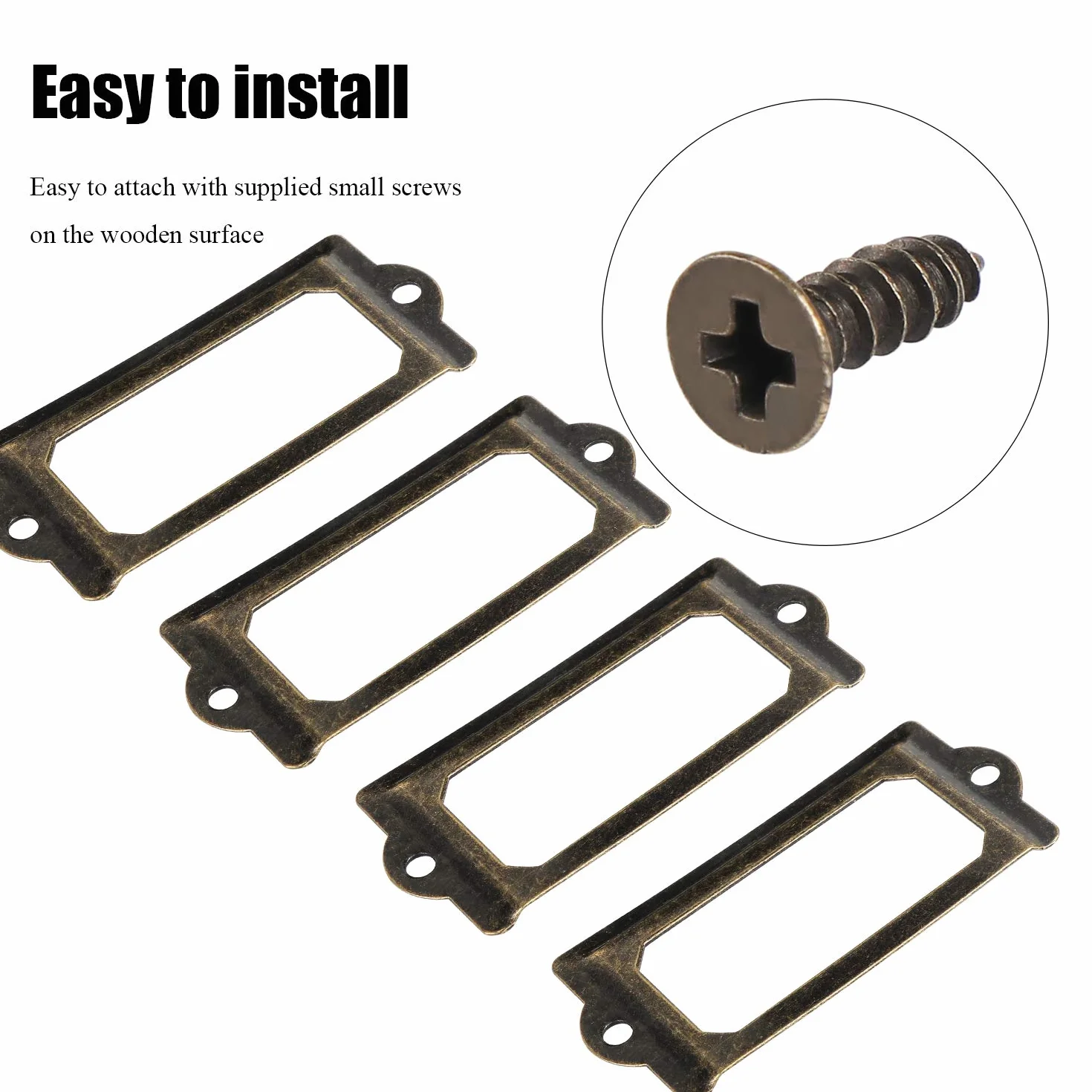 Kyrio metalowe uchwyty na etykiety 30 szt. 70 x 33 mm brąz