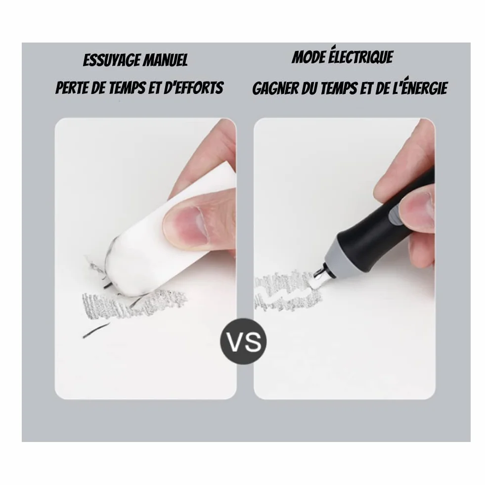 Akozon Electric Eraser, zestaw do wymazywania elektrycznego z 22 automatycznymi wkładami do gumki Dostępnych w kilku kolorach do rysowania, malowania, szkicowania, projektów architektonicznych, sztuki i rzemiosła (szary)