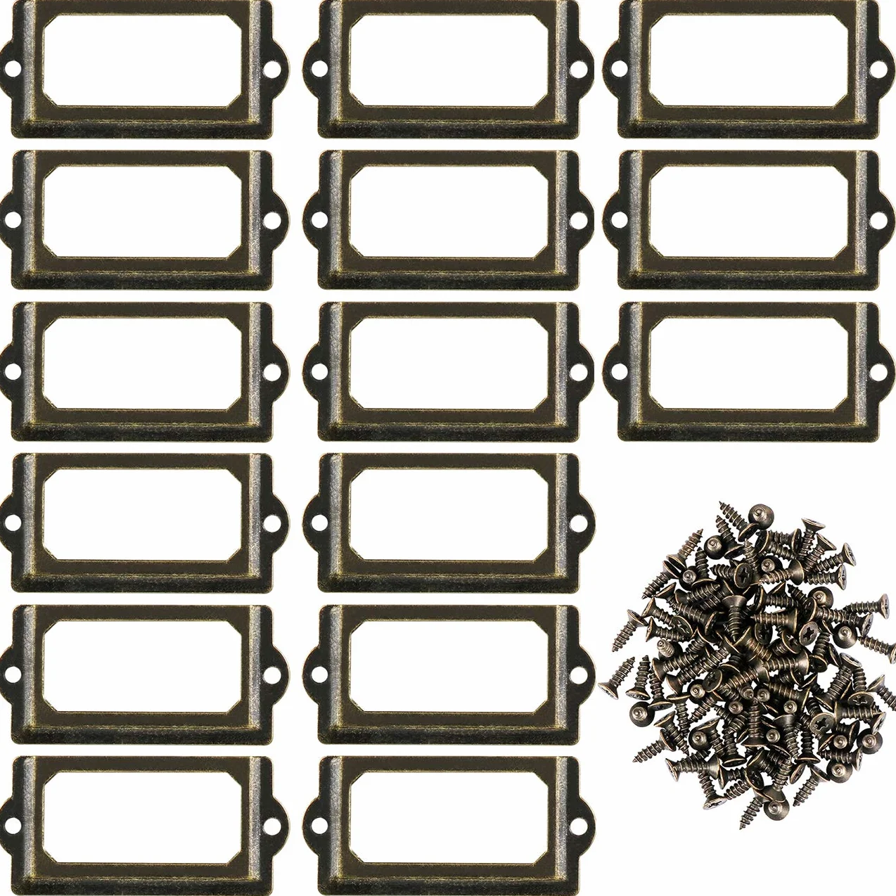 Kyrio metalowe uchwyty na etykiety 30 szt. 70 x 33 mm brąz