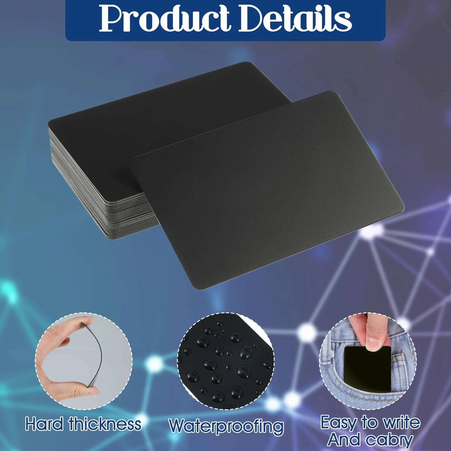 25 sztuk kart NFC, metalowe wizytówki, karty NFC, karty plastikowe, czarne, ze wszystkimi urządzeniami obsługującymi NFC, do biura, sklepu, wodoodpornego aluminium