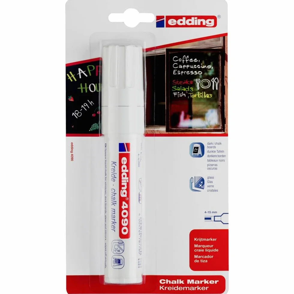 edding 4090 marker kredowy biały ścięta końcówka 4-15 mm do tablic kredowych