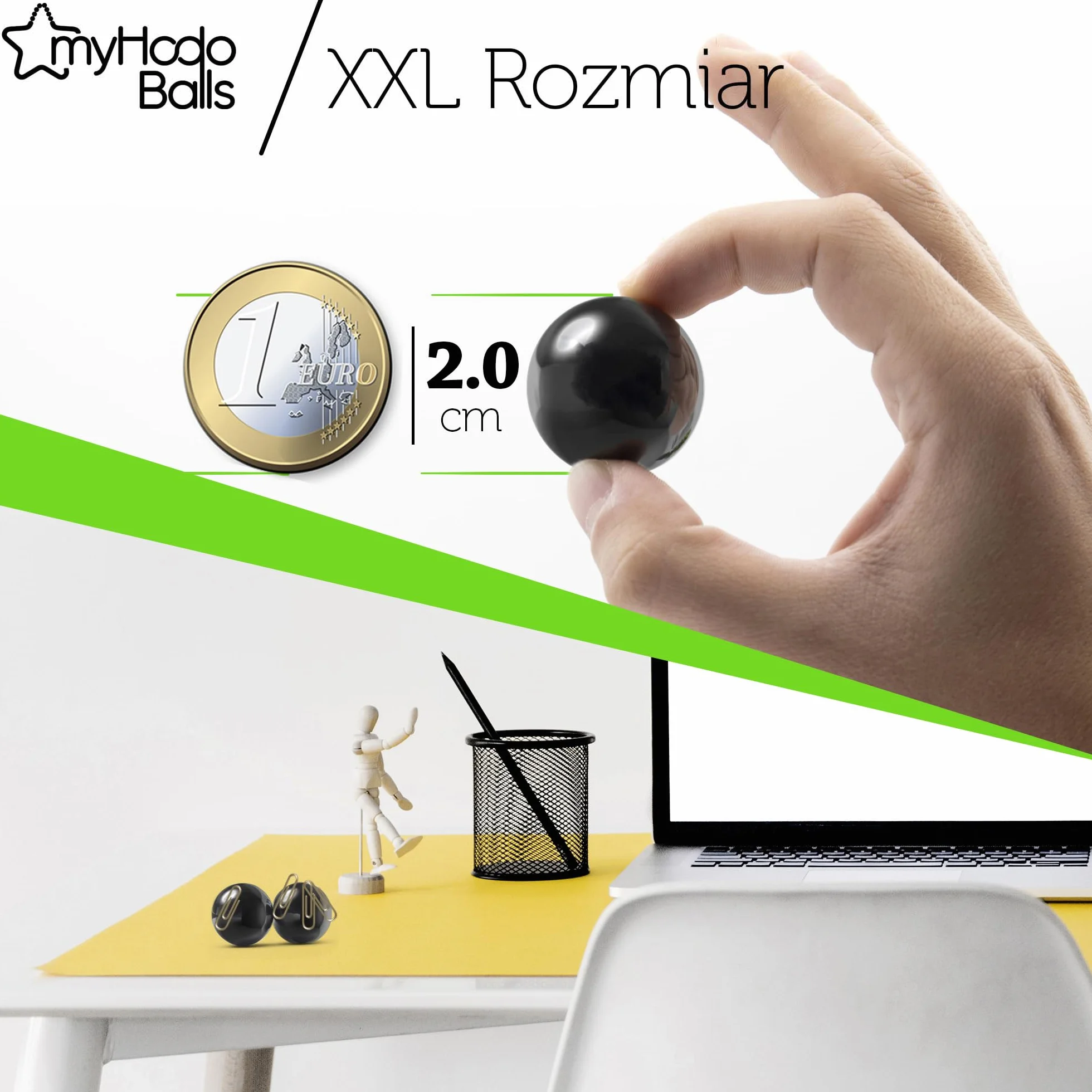 myHodo Kulki magnetyczne 20 mm (10 sztuk), gadżet biurowy i techniczny, antystresowy, pomysł na prezent, magnesy ferrytowe do terapii magnetycznej, prezent reklamowy