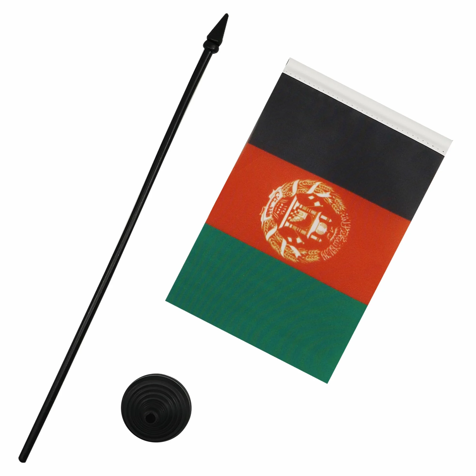 Drapeau de Table Afghanistan Socle Hampe Plastique 15cm x 10cm Noir